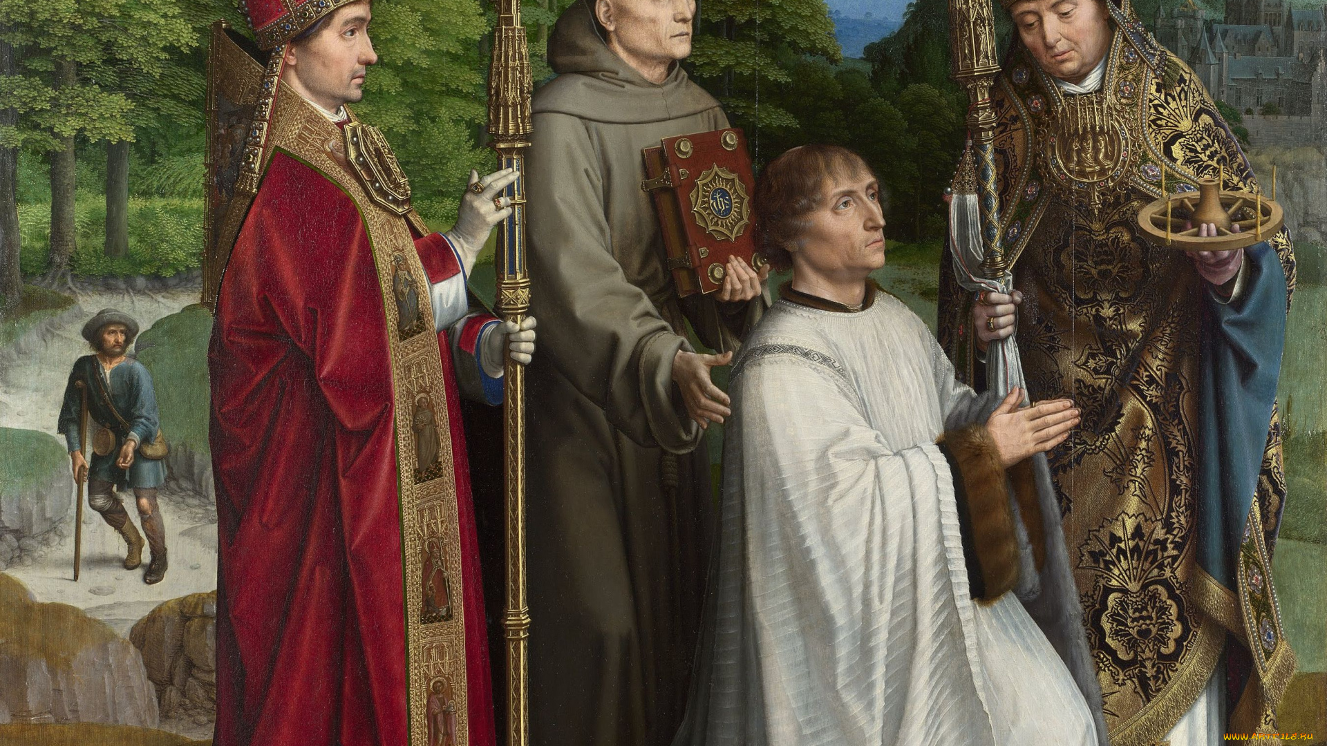 gerard, david, canon, bernardijn, salviati, and, three, saints, рисованные