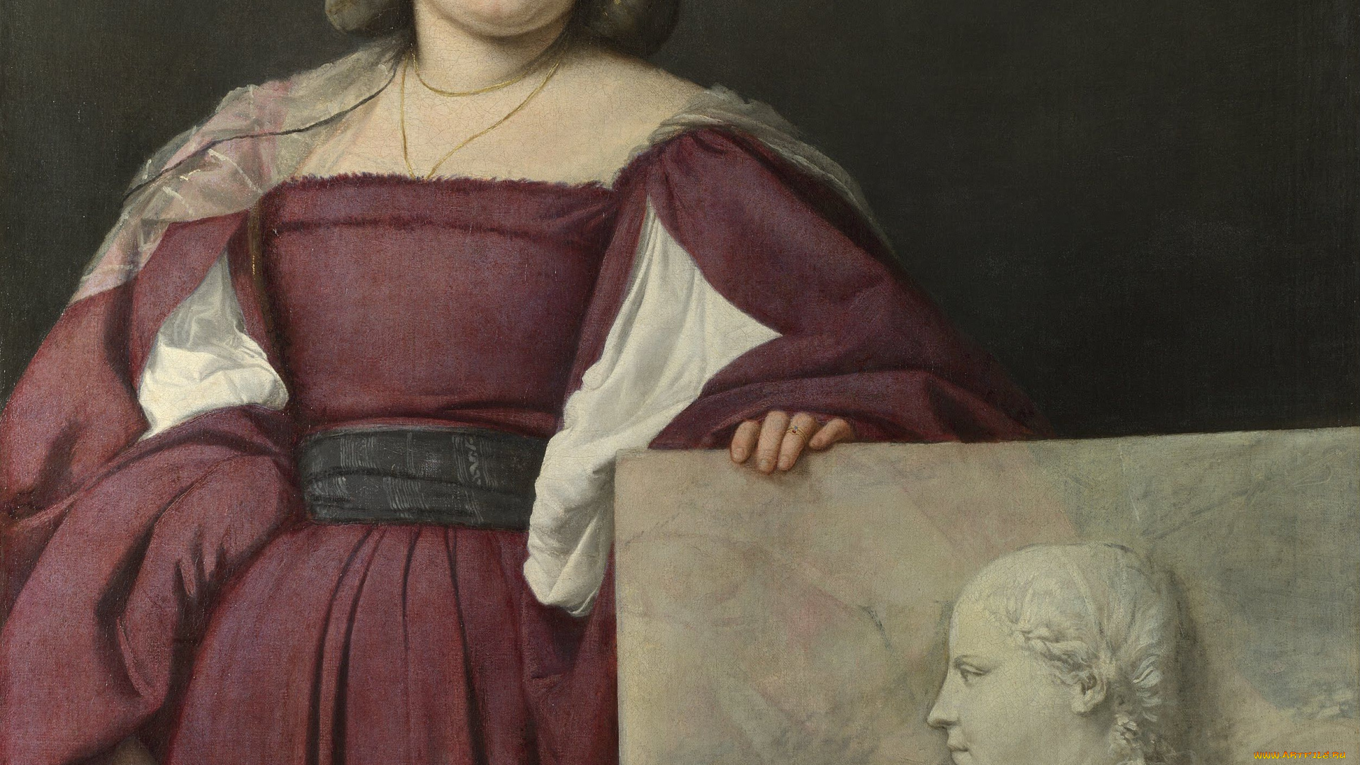 titian, portrait, of, lady, `la, schiavona`, рисованные, tiziano, vecellio