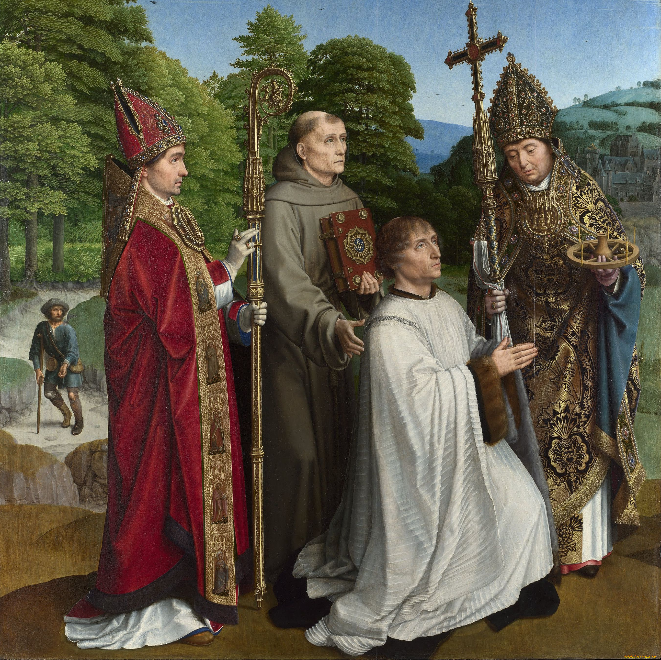 gerard, david, canon, bernardijn, salviati, and, three, saints, рисованные