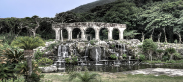 Картинка природа парк пальмы водопад japan