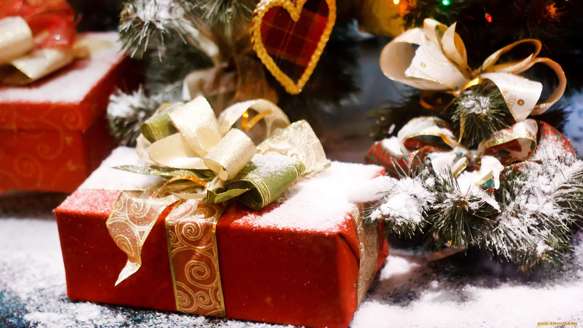 праздничные, подарки, и, коробочки, ёлка, банты, ленты, коробки, подарки, сердечко