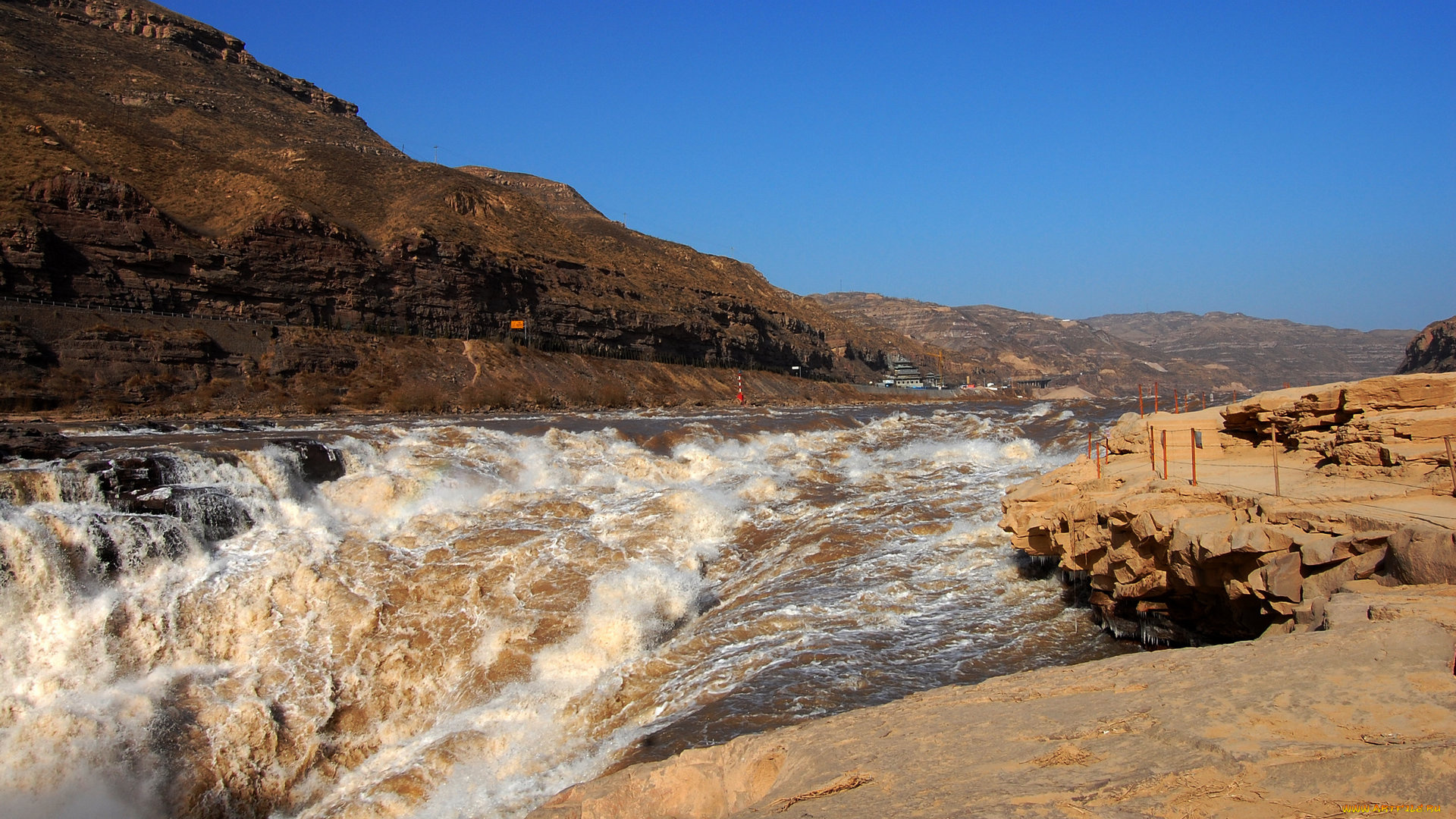 природа, водопады, hukou, yellow, river, china, waterfall