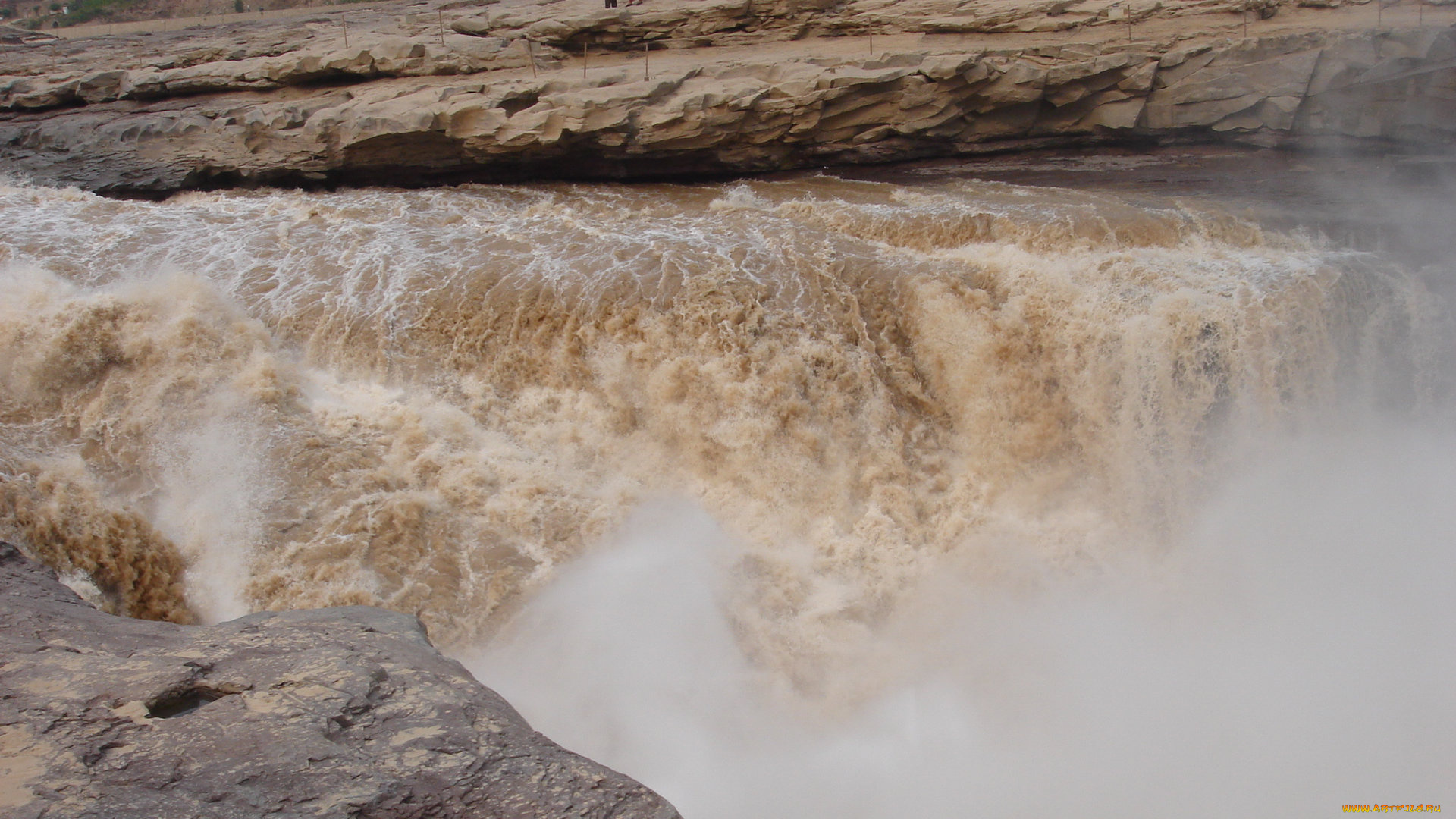 природа, водопады, river, yellow, hukou, waterfall, china