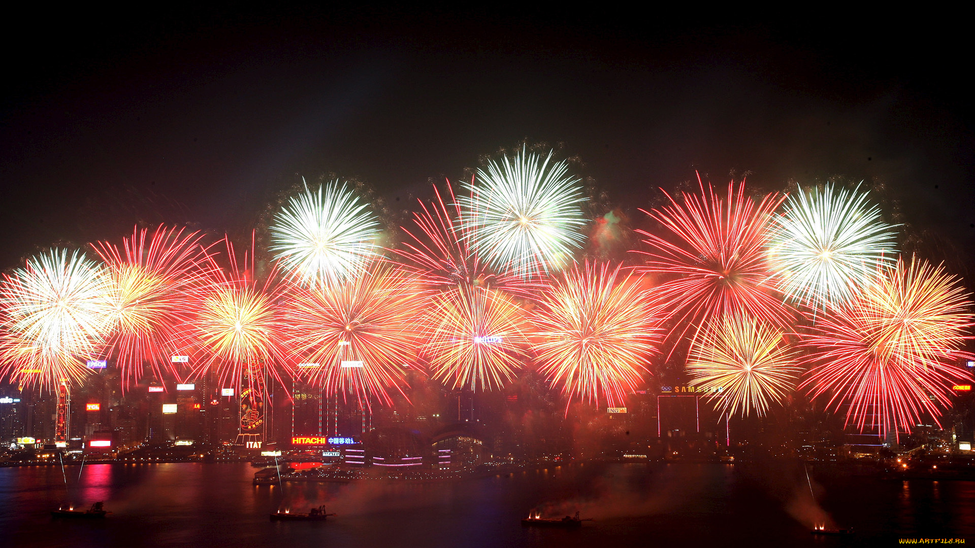 разное, салюты, , фейерверки, fireworks, 2014, china, hong, kong, new, year