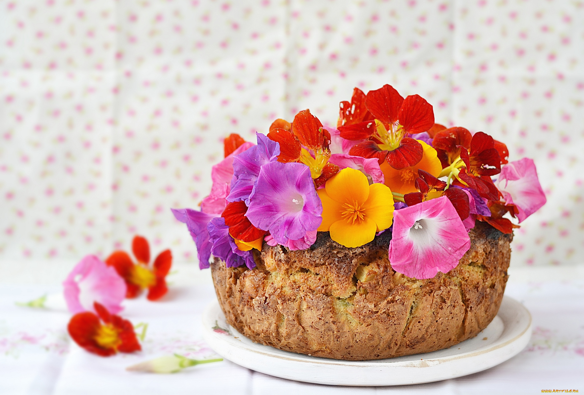 еда, пироги, цветы