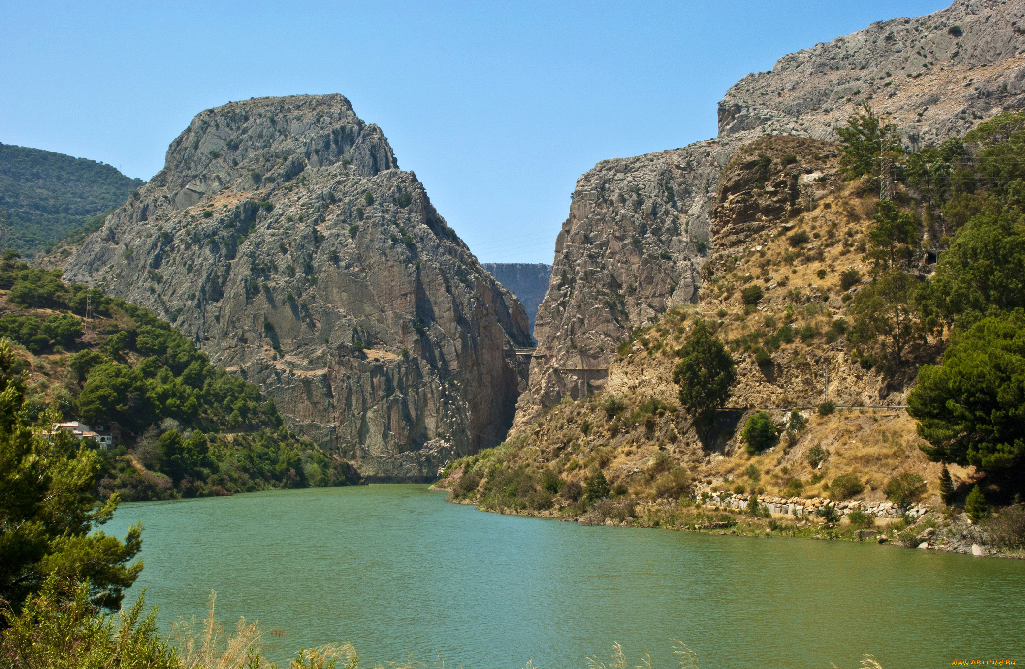 el, chorro, lakes, andalusia, , spain, природа, реки, озера, горы, скалы, озеро, испания, el, chorro, lakes, andalusia, spain