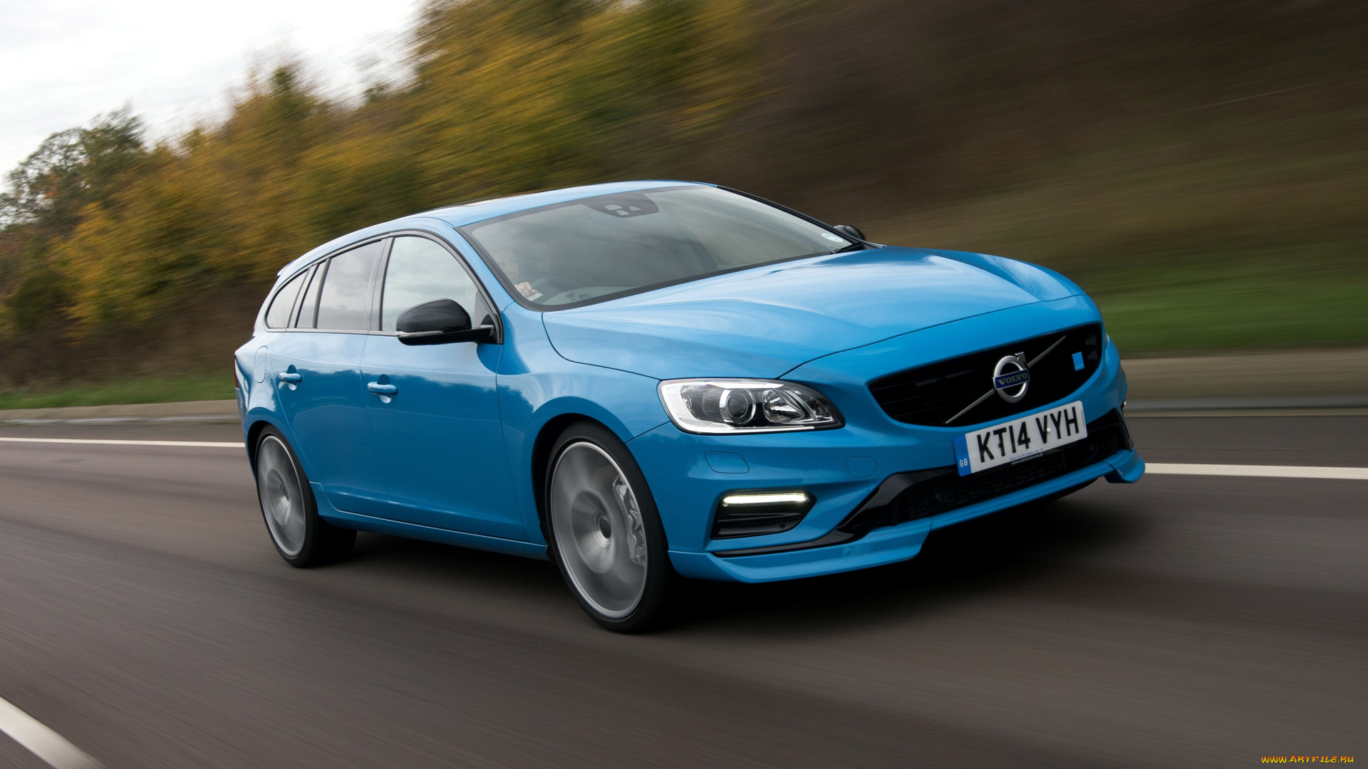 автомобили, volvo, v60, 2014г, синий, uk-spec, polestar