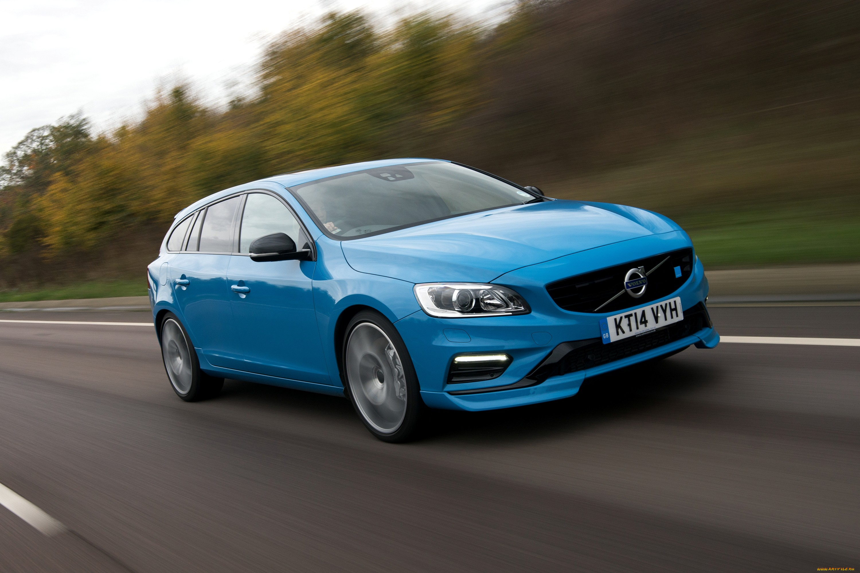 автомобили, volvo, v60, 2014г, синий, uk-spec, polestar