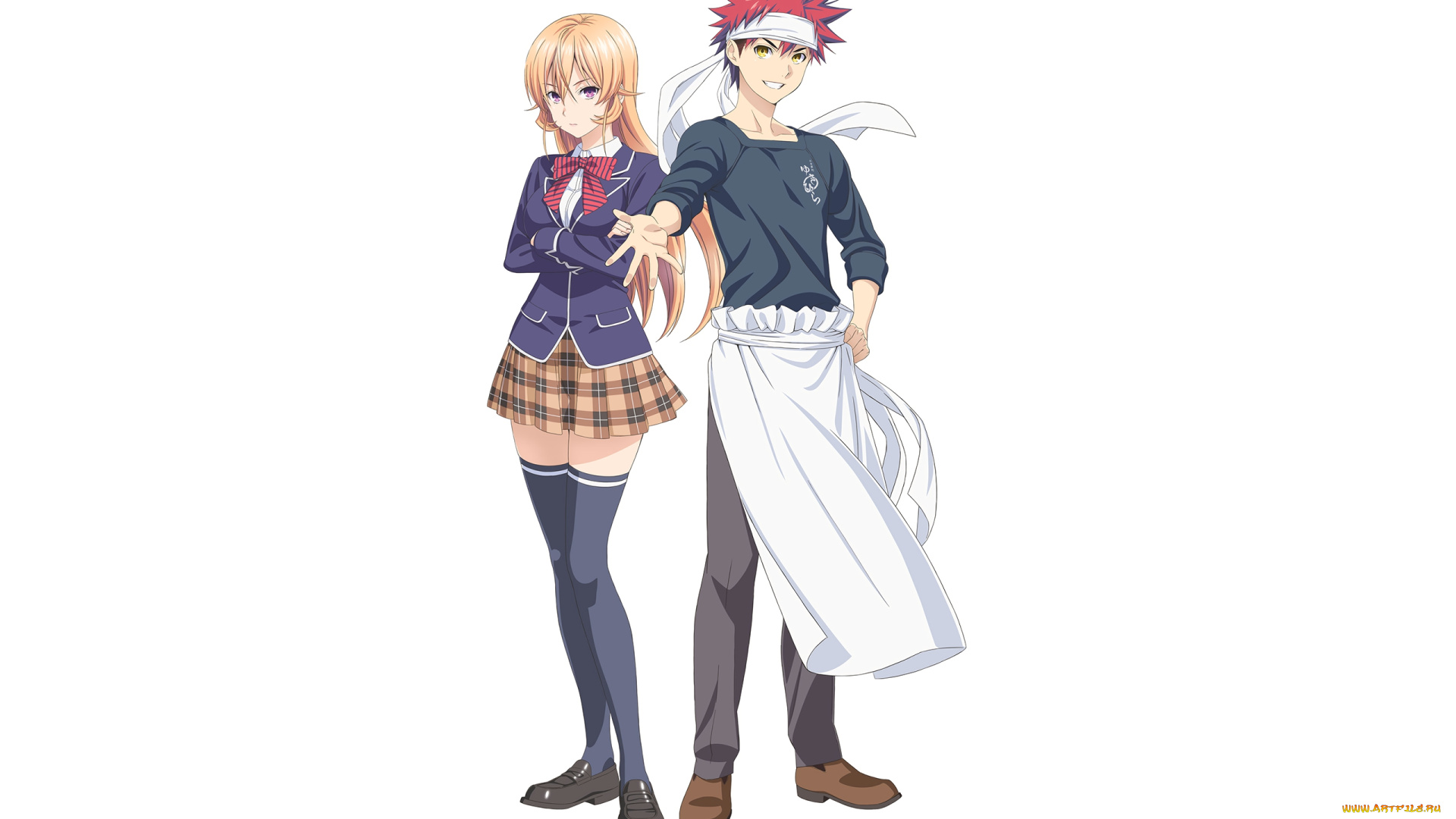 аниме, shokugeki, no, soma, девушка, взгляд, фон, парень