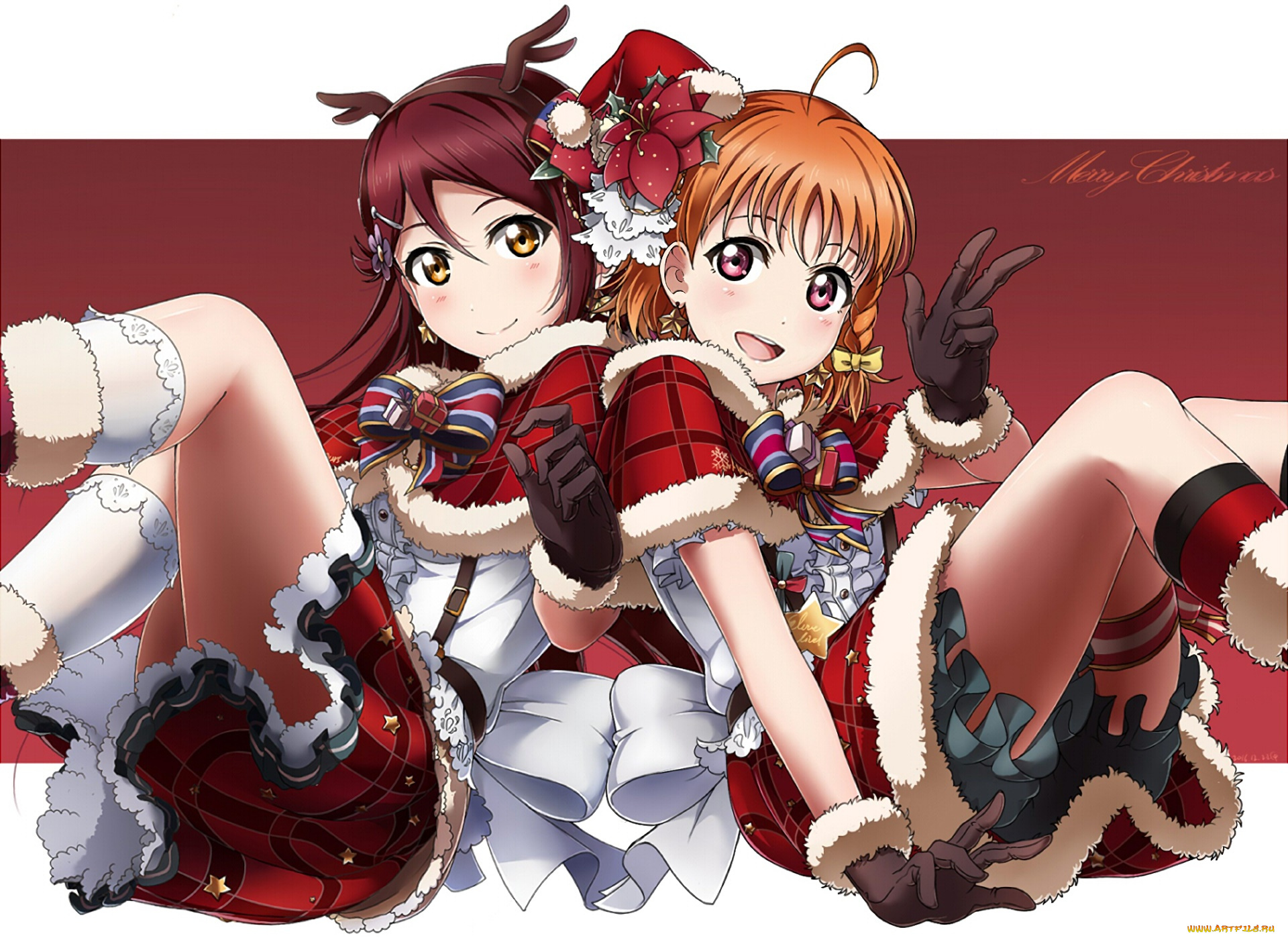 аниме, love, live, , school, idol, project, девушки, взгляд, фон