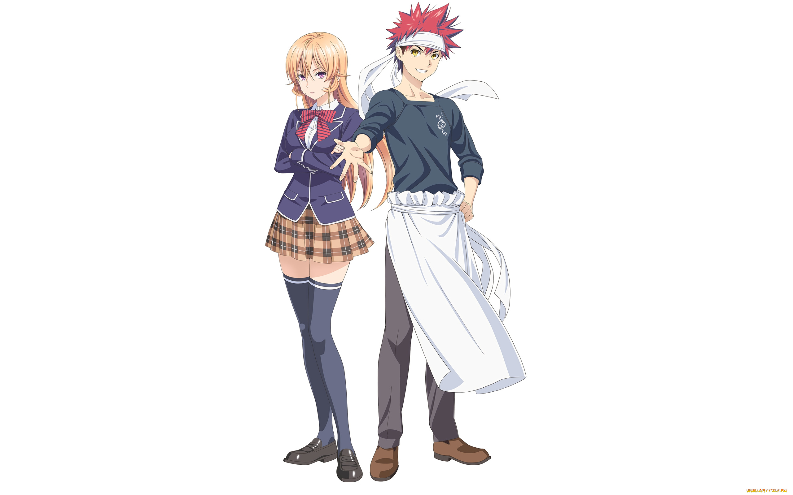 аниме, shokugeki, no, soma, девушка, взгляд, фон, парень