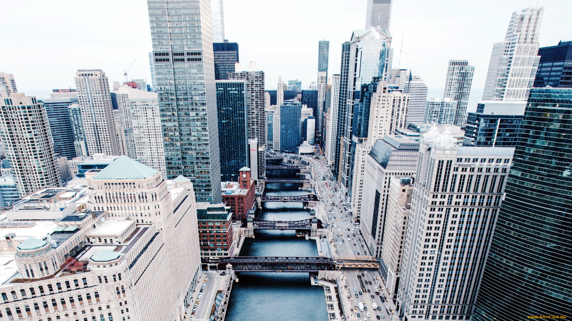 города, Чикаго, , сша, мосты, небоскребы