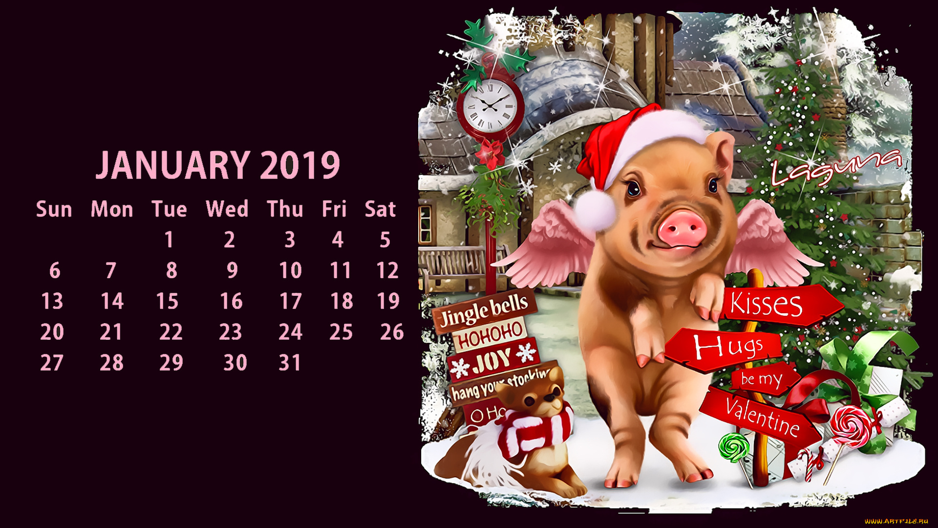 календари, праздники, , салюты, собака, часы, поросенок, свинья