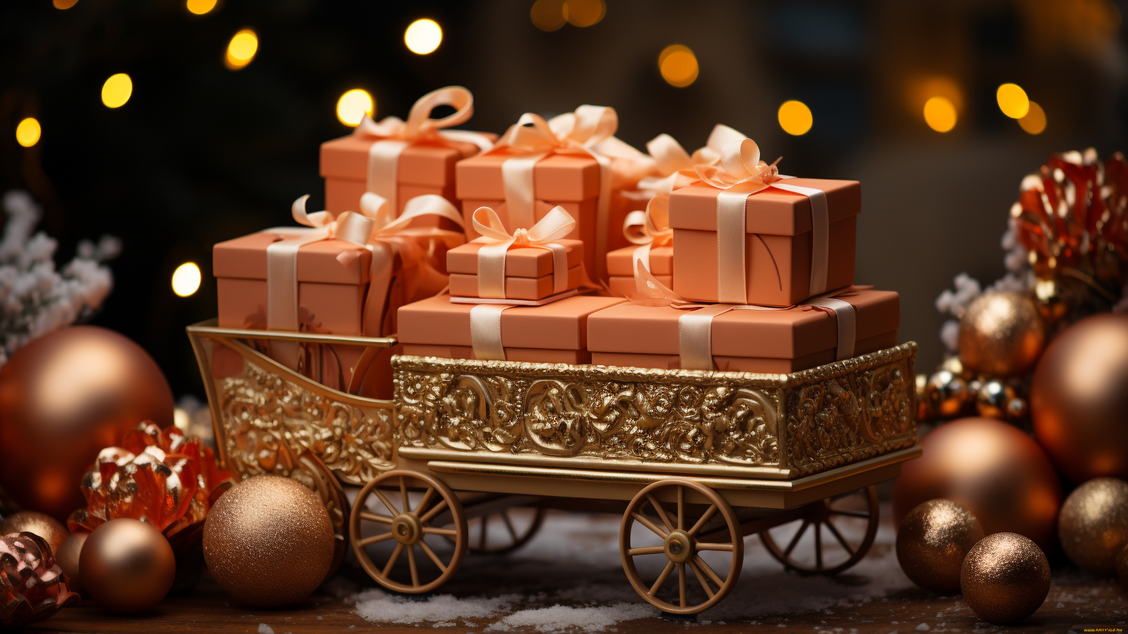 праздничные, подарки, и, коробочки, шарики, рождество, подарки, новый, год, ёлочные, игрушки, новогодние, украшения