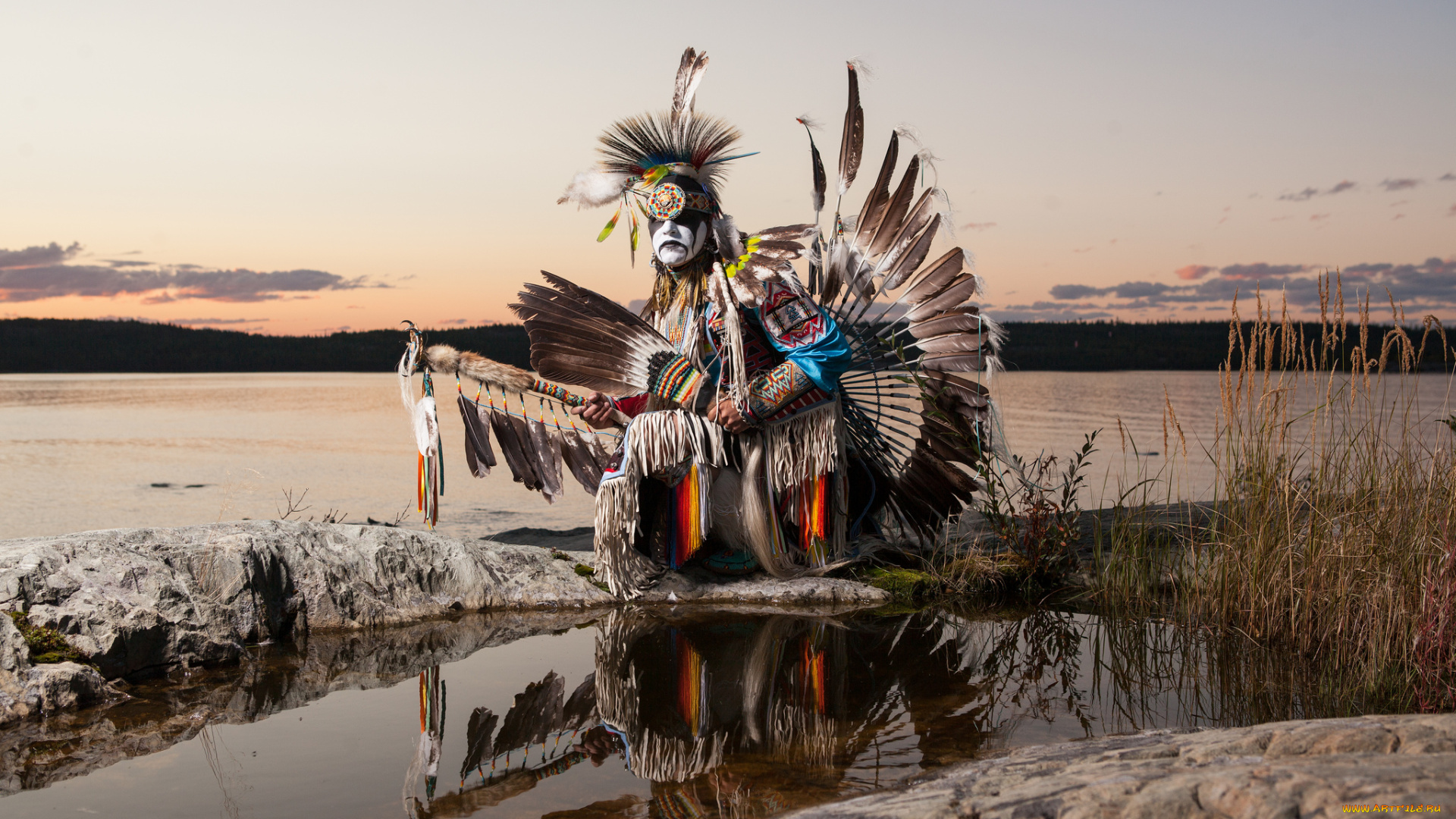 aboriginal, dancer, danny, boy, stephens, мужчины, -, unsort, перья, танцор, danny, boy, stephens, озеро, абориген