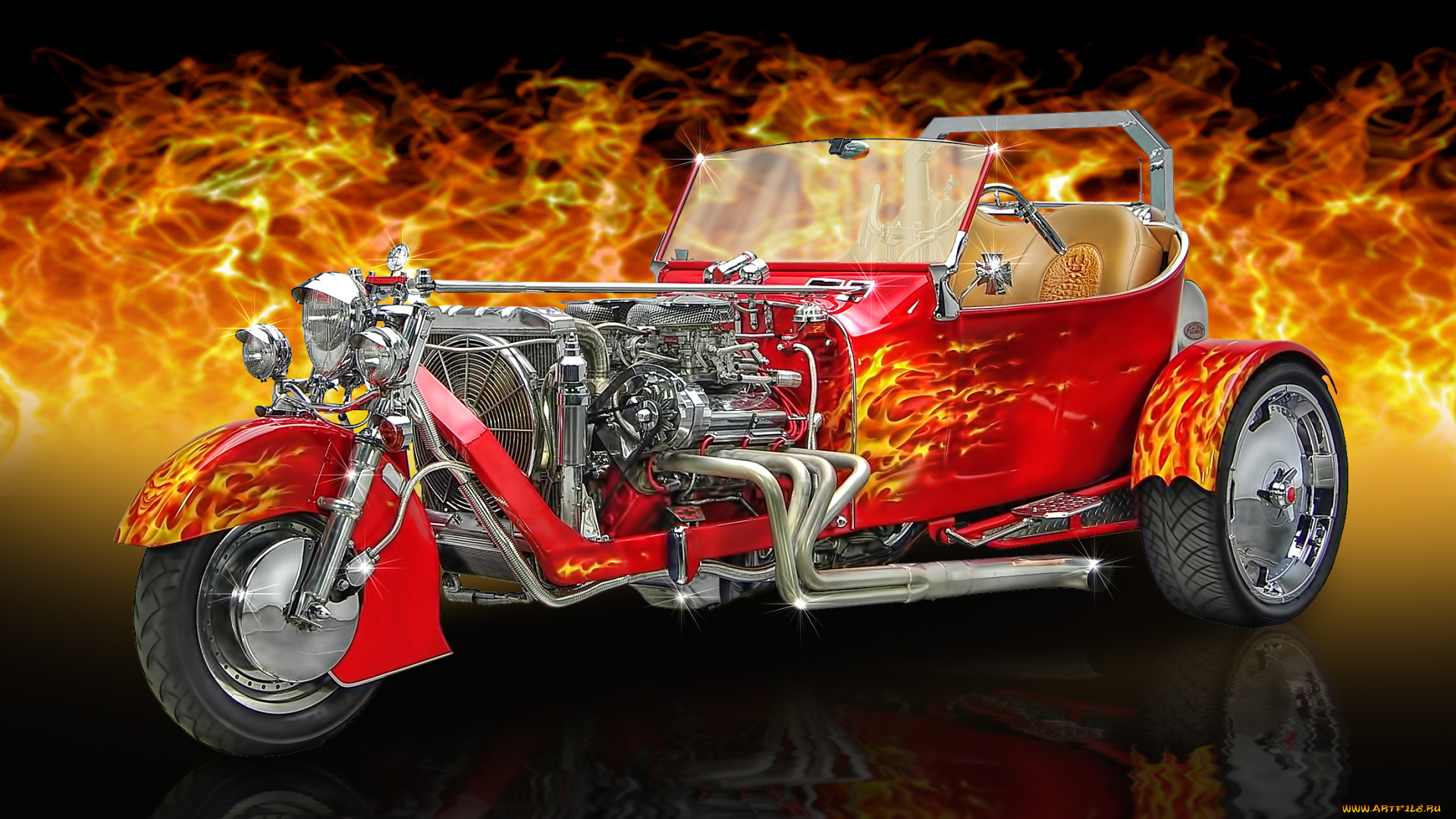 viper, red, 1923, ford, t-bucket, trike, мотоциклы, трёхколёсные, мотоциклы, огонь, пламя, трицикл, ford, t-bucket, trike, трайк, viper, red