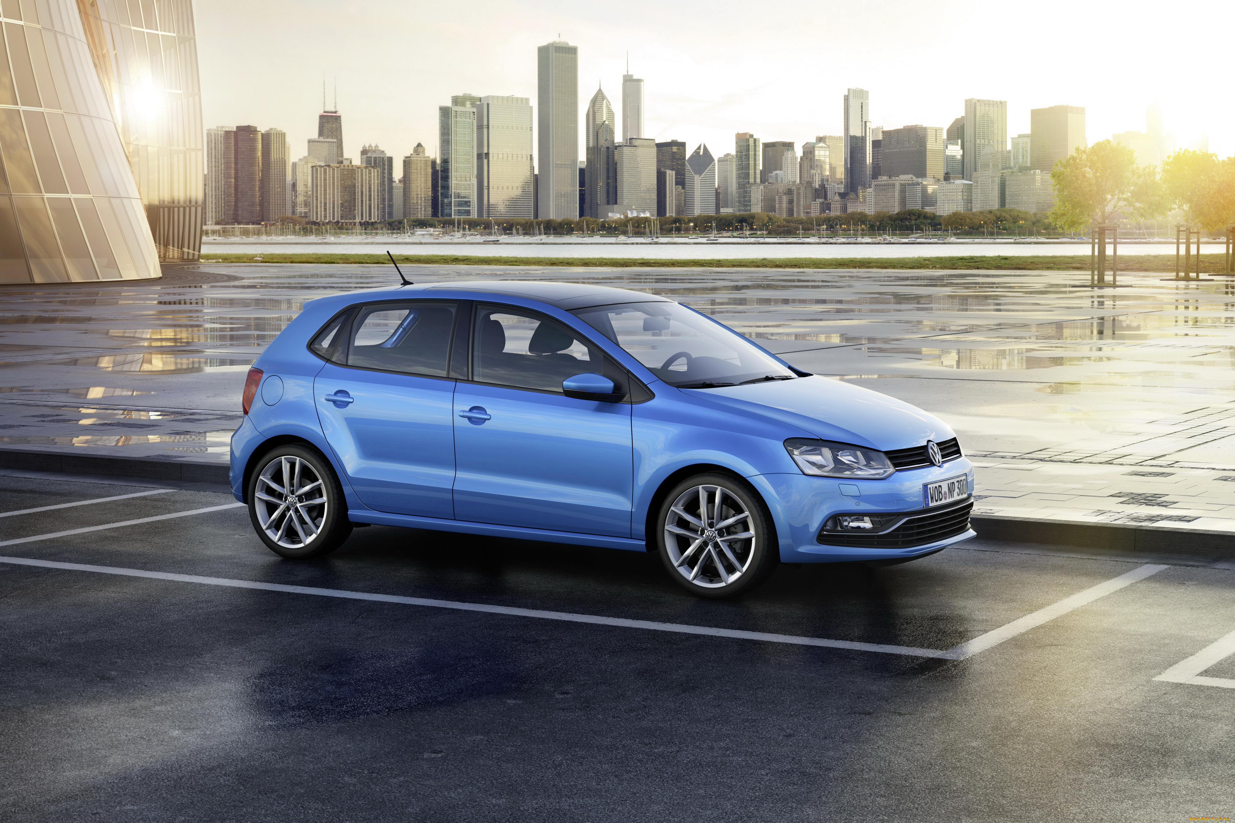 2014, volkswagen, polo, автомобили, volkswagen, polo, дома, дорога, голубой