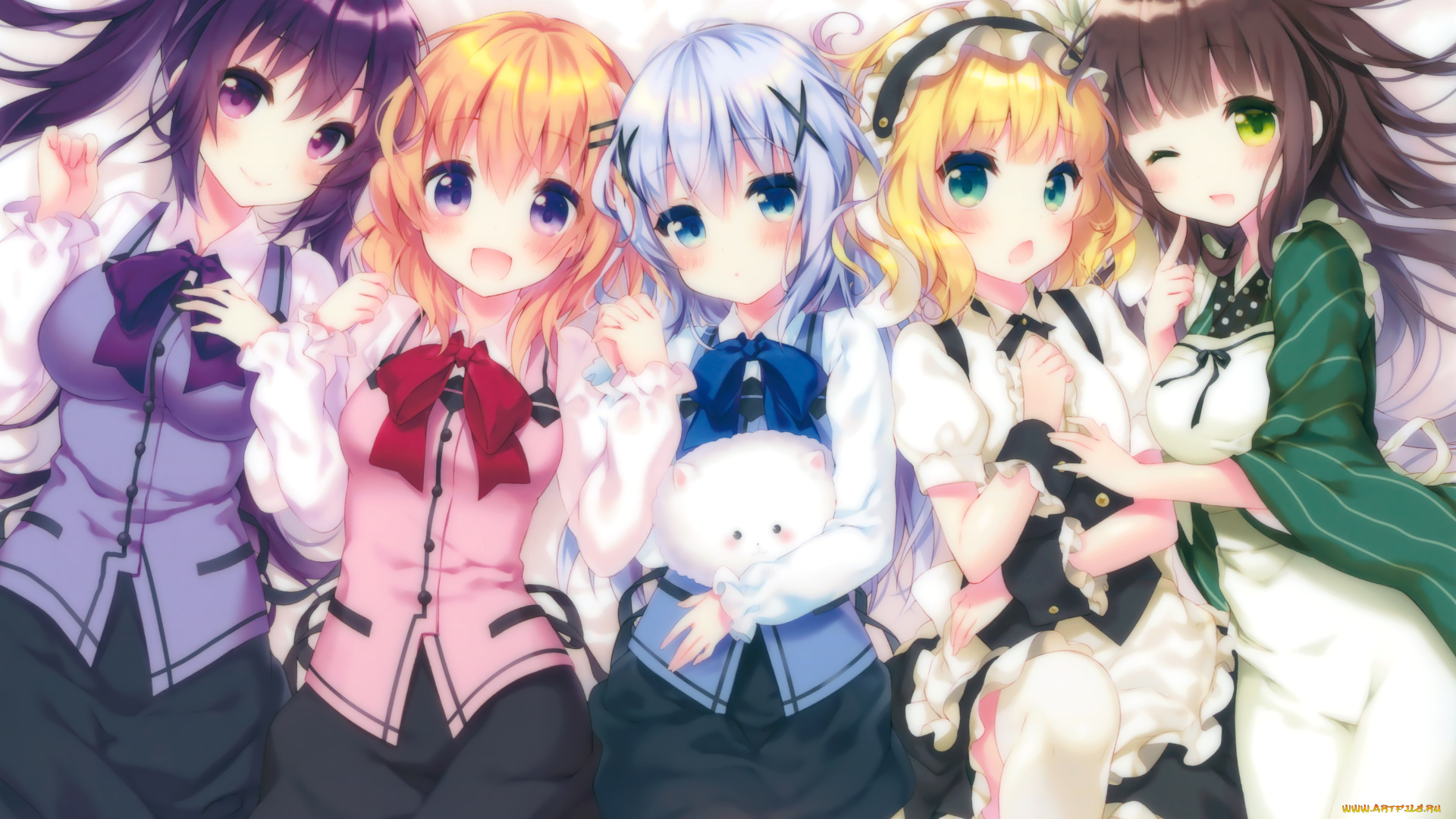 аниме, gochuumon, wa, usagi, desu, ka, tippy, riichu, ujimatsu, chiya, gochuumon, wa, usagi, desu, ka, kafuu, chino, hoto, kokoa, tedeza, rize, kirima, sharo