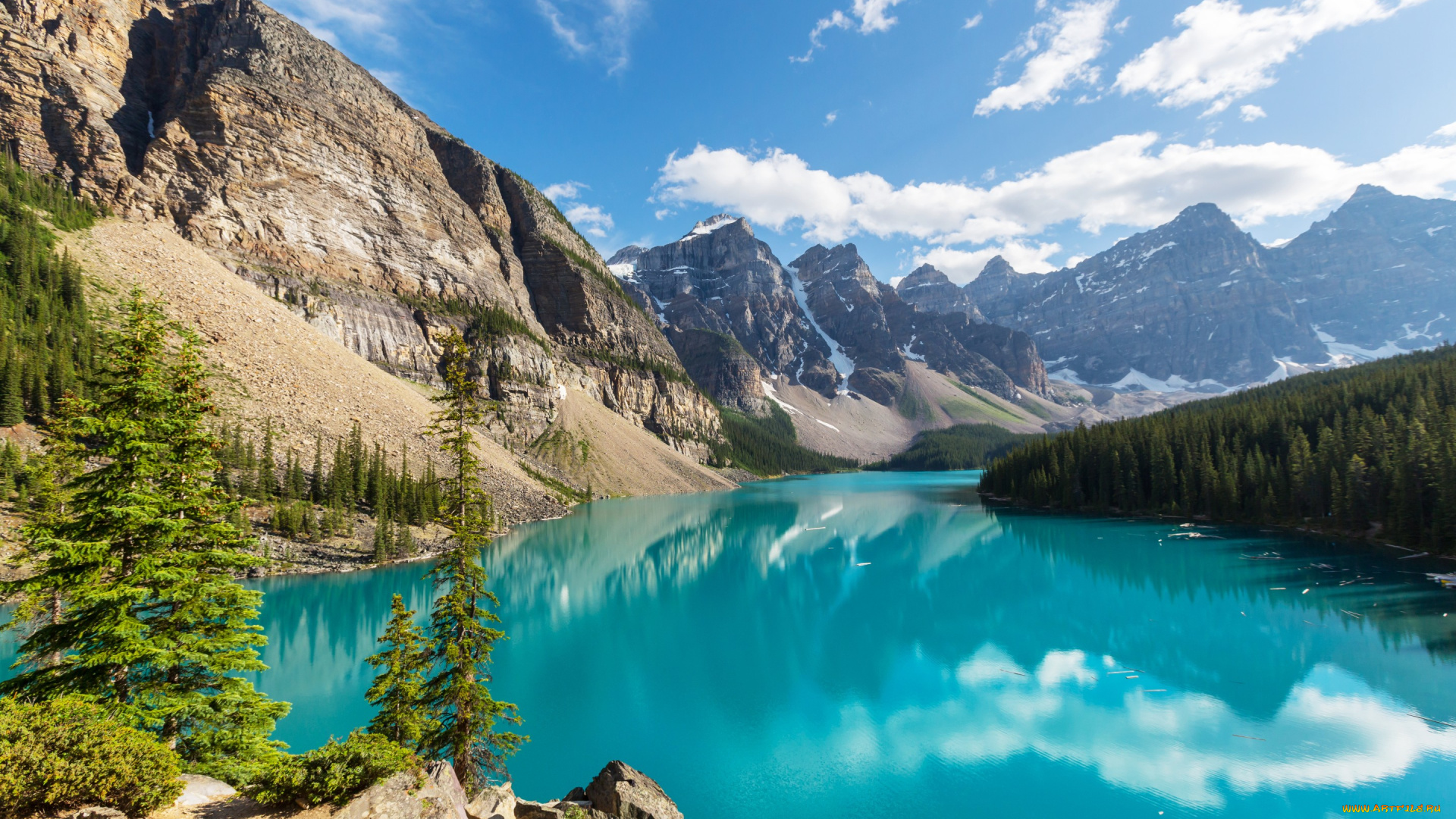 природа, реки, озера, лес, озеро, landscape, canada, banff, national, park, lake, moraine