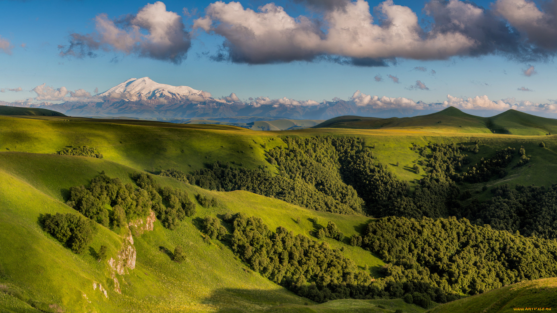 эльбрус, природа, горы, пейзаж, вид, снег, вершина