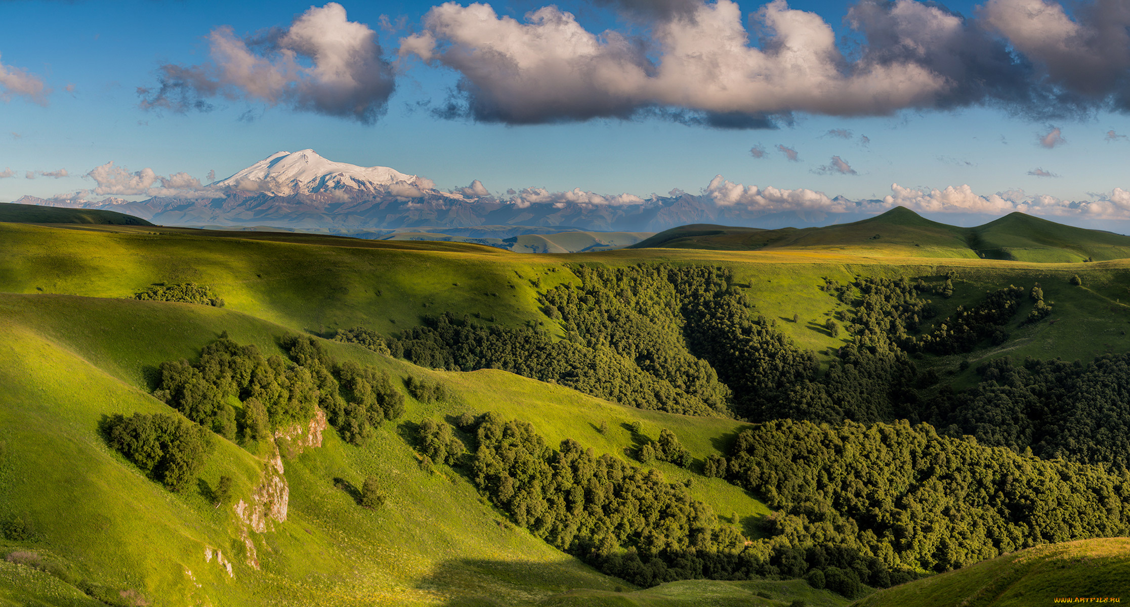 эльбрус, природа, горы, пейзаж, вид, снег, вершина