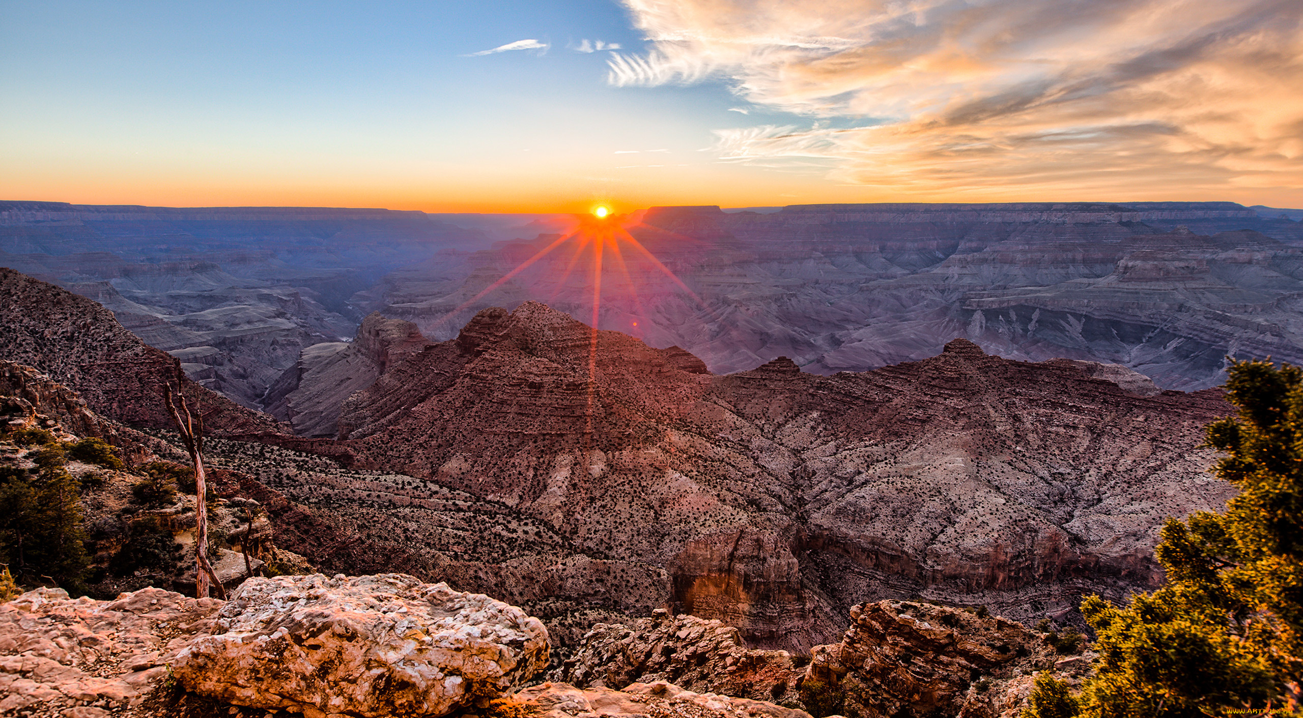 grand, canyon, природа, горы, скалы, пейзаж, вид, grand, canyon, солнце, расвет