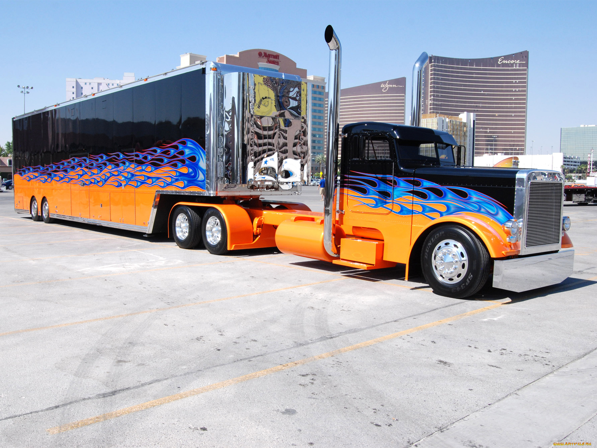 автомобили, peterbilt, orange, black