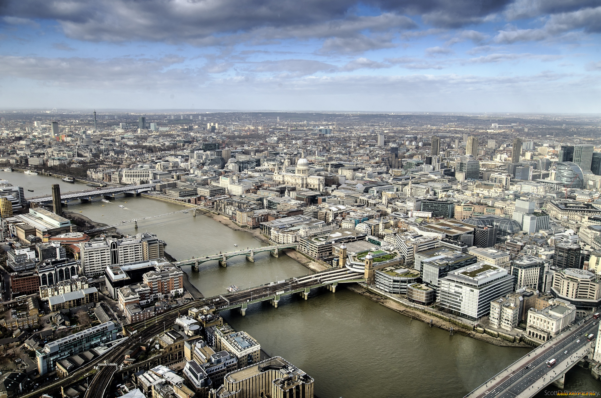города, лондон, великобритания, панорама, река, мосты