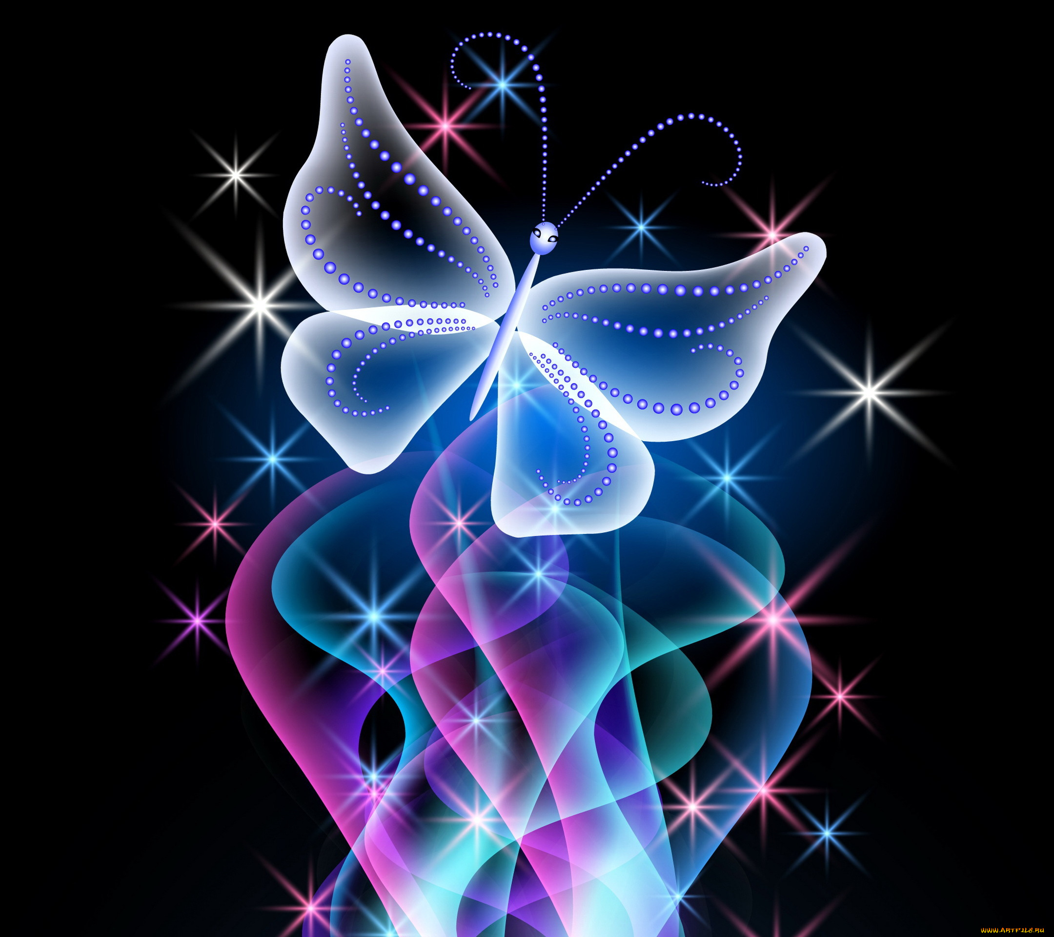 3д, графика, -другое, неоновая, бабочка, design, glow, sparkle, pink, blue, abstract, butterfly, neon