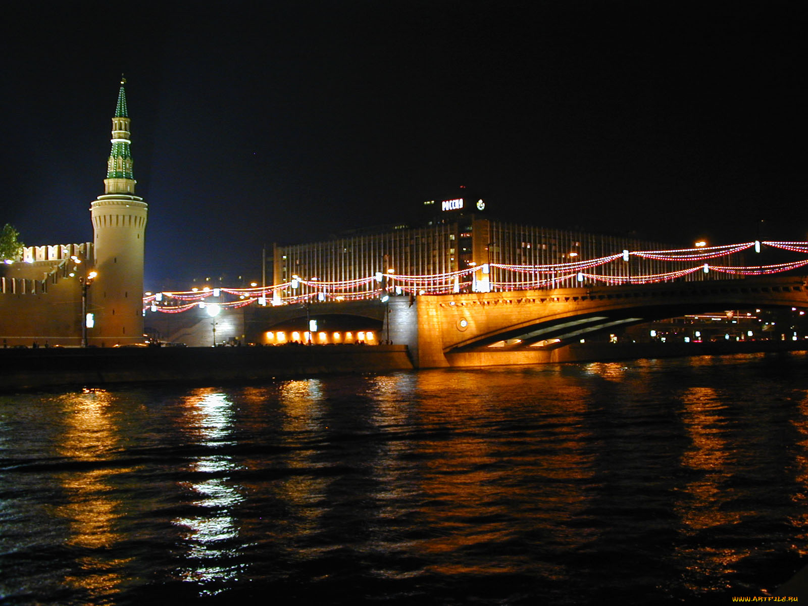 ночной, кремль, города, москва, россия