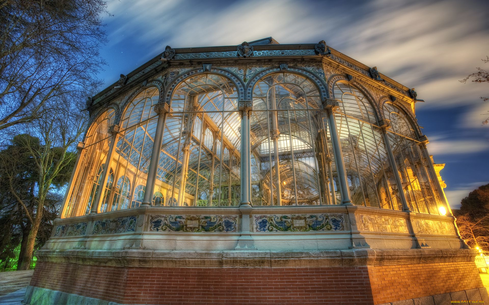 palacio, de, cristal, parque, del, retiro, madrid, города, мадрид, испания