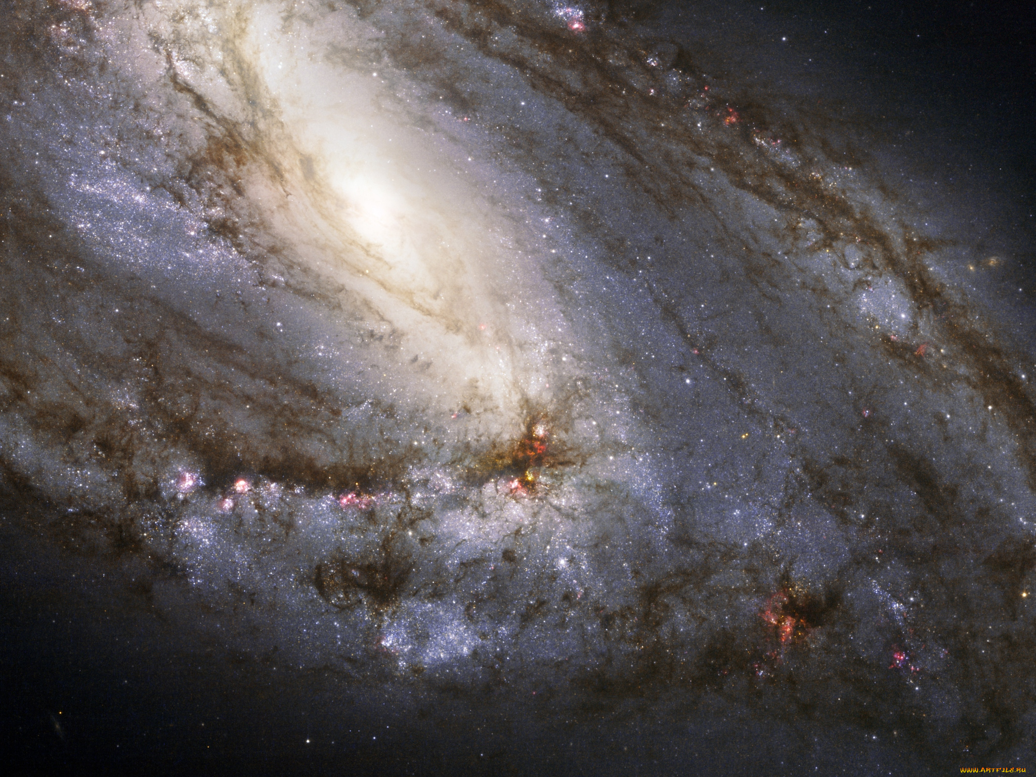cпиральная, галактика, m66, космос, галактики, туманности