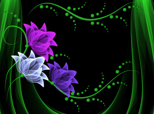 Картинка 3д+графика abstract+ абстракции неоновые цветы