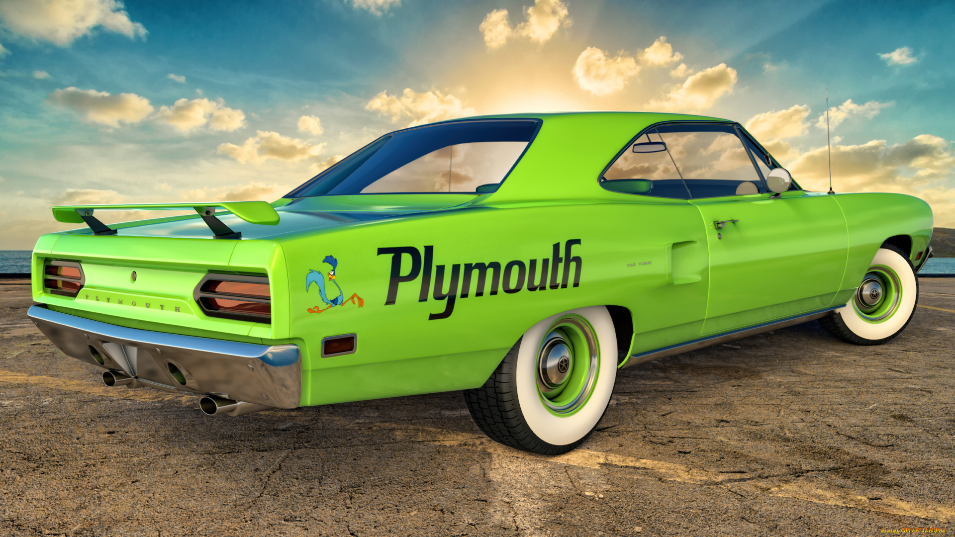 автомобили, 3д, plymouth, 1970г