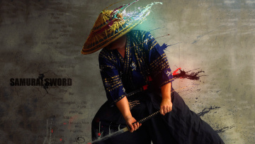 Картинка разное компьютерный+дизайн кимоно шляпа удар катана самурай samurai sword