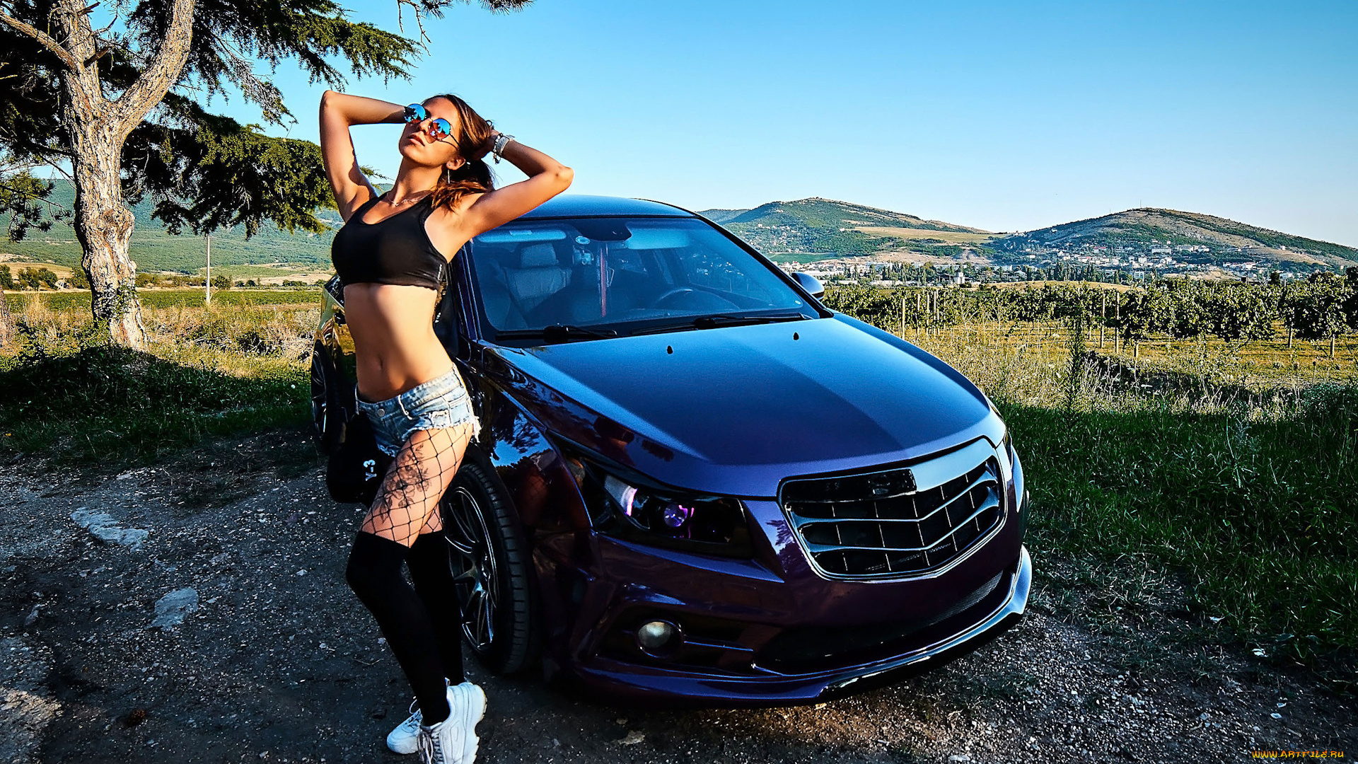 автомобили, -авто, с, девушками, chevrolet, cruze