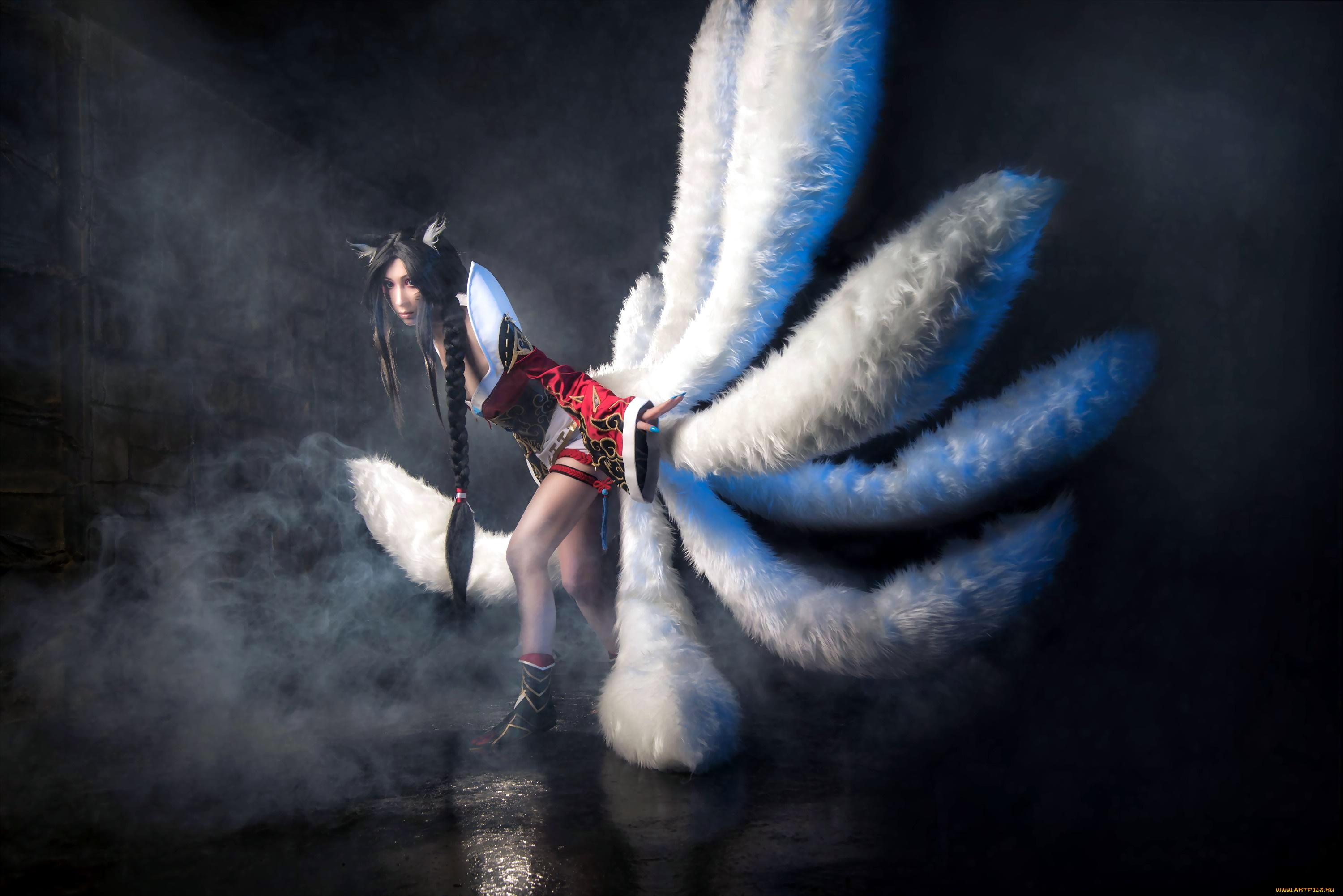 девушки, -, креатив, , косплей, ahri, league, of, legends, cosplay, vandych, хвосты, дым