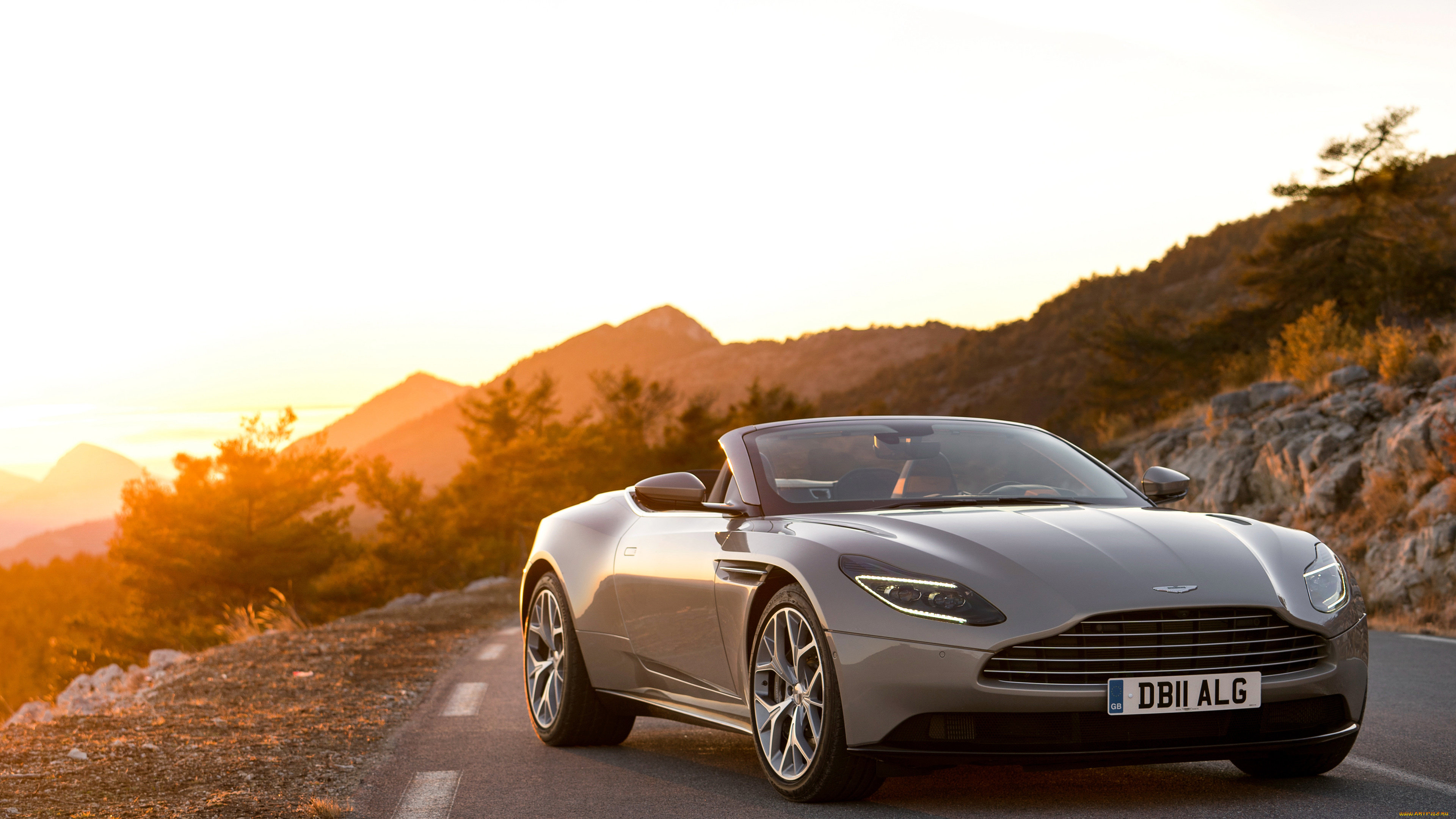 aston, martin, db11, v8, volante, автомобили, aston, martin, серебристый, кабриолет, горы