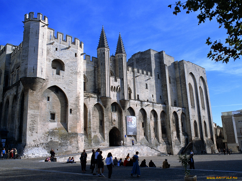 города, дворцы, замки, крепости, palais, des, papes, avignon, france