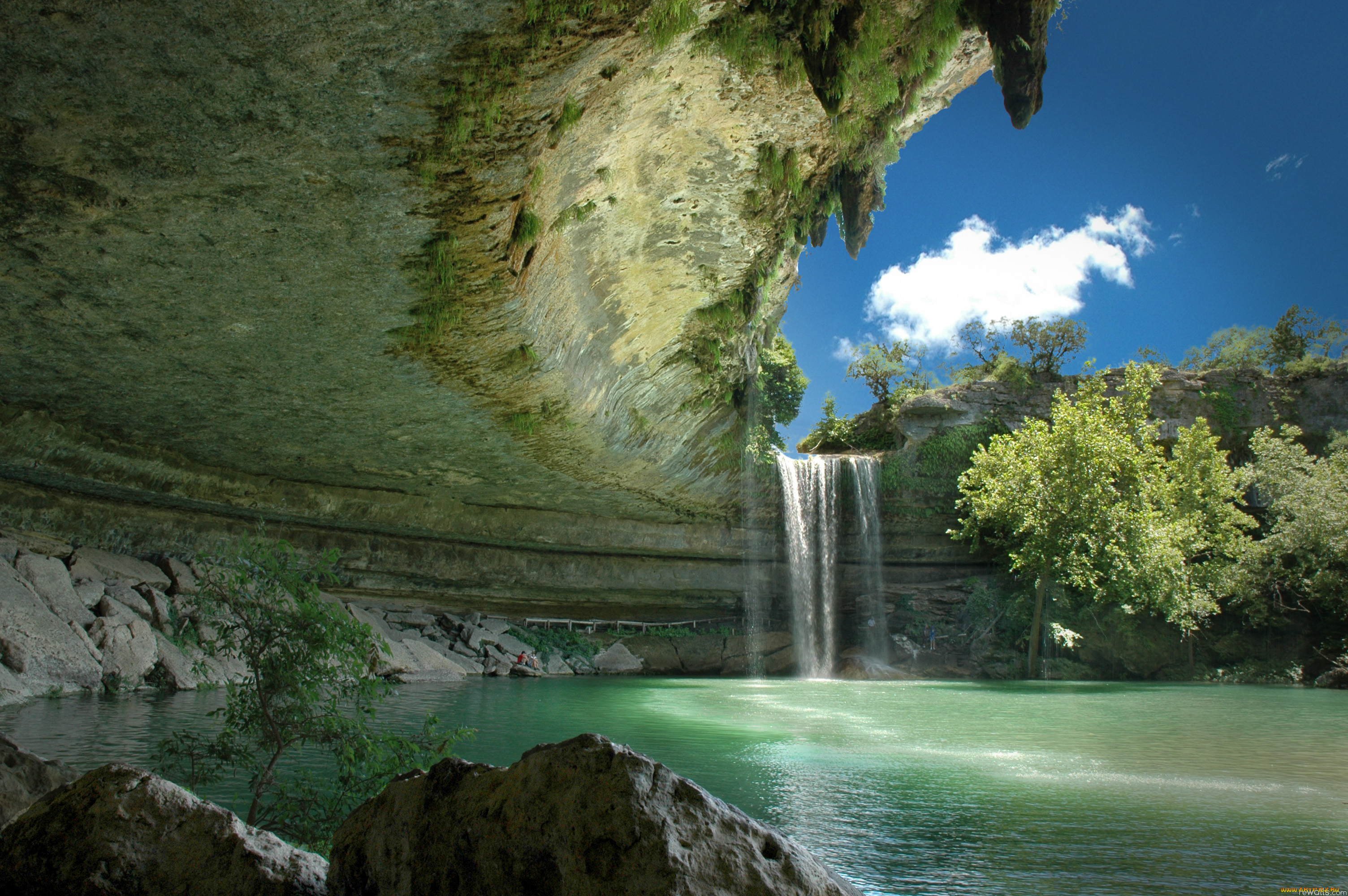 hamilton, pool, preserve, природа, водопады, подземное, озеро, техас