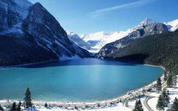 Картинка природа реки озера холод зима горы озеро