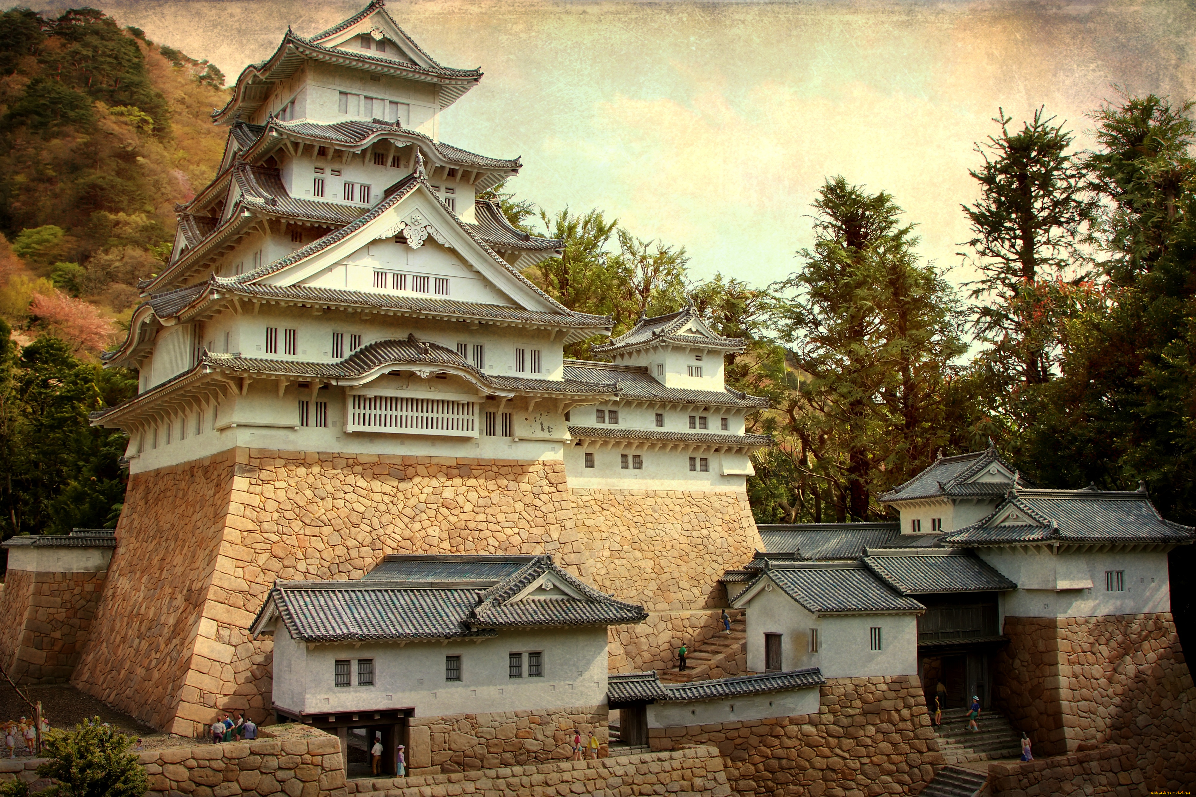 замок, химэдзи, Япония, города, замки, Японии, пагода, строения