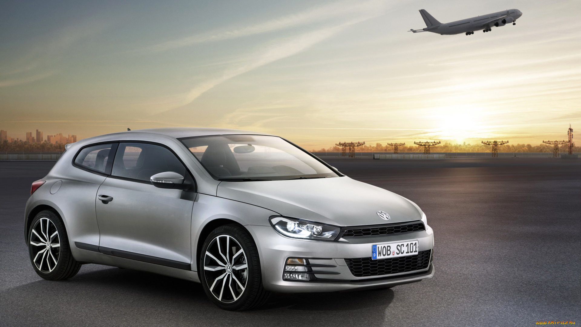 2014, volkswagen, scirocco, 2, 0, tsi, автомобили, volkswagen, закат, серебристый, scirocco