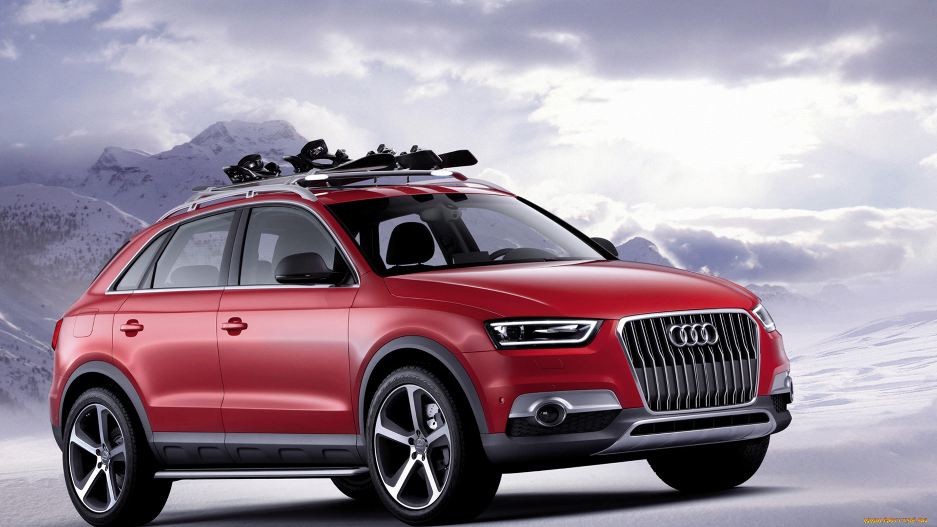 audi, q3, concept, 2012, автомобили, audi, снег, трасса, красная, 2012, concept, q3