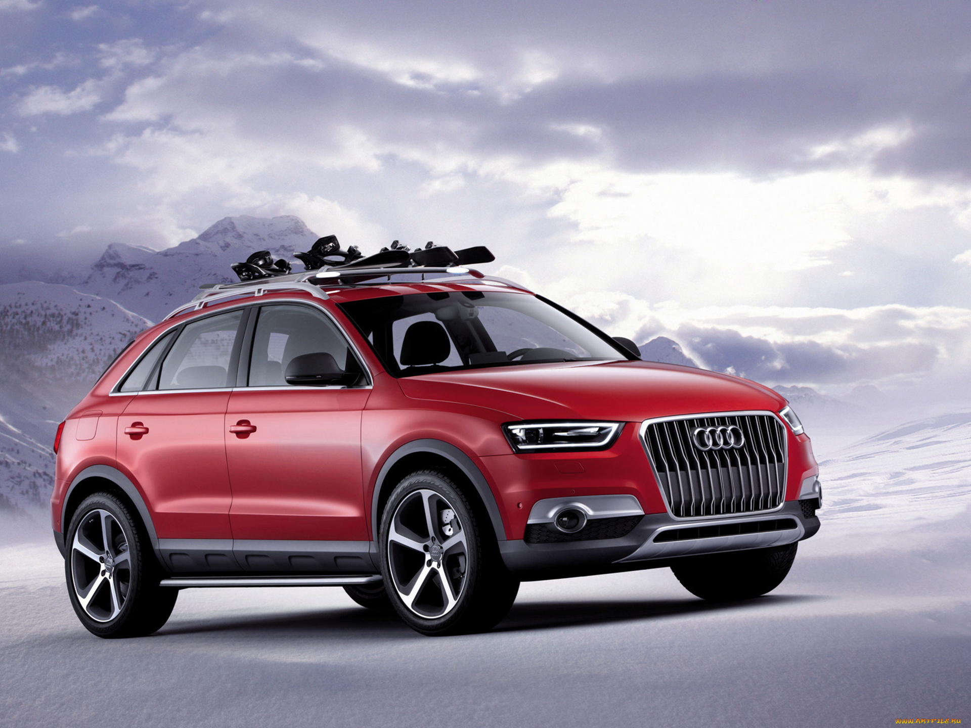 audi, q3, concept, 2012, автомобили, audi, снег, трасса, красная, 2012, concept, q3