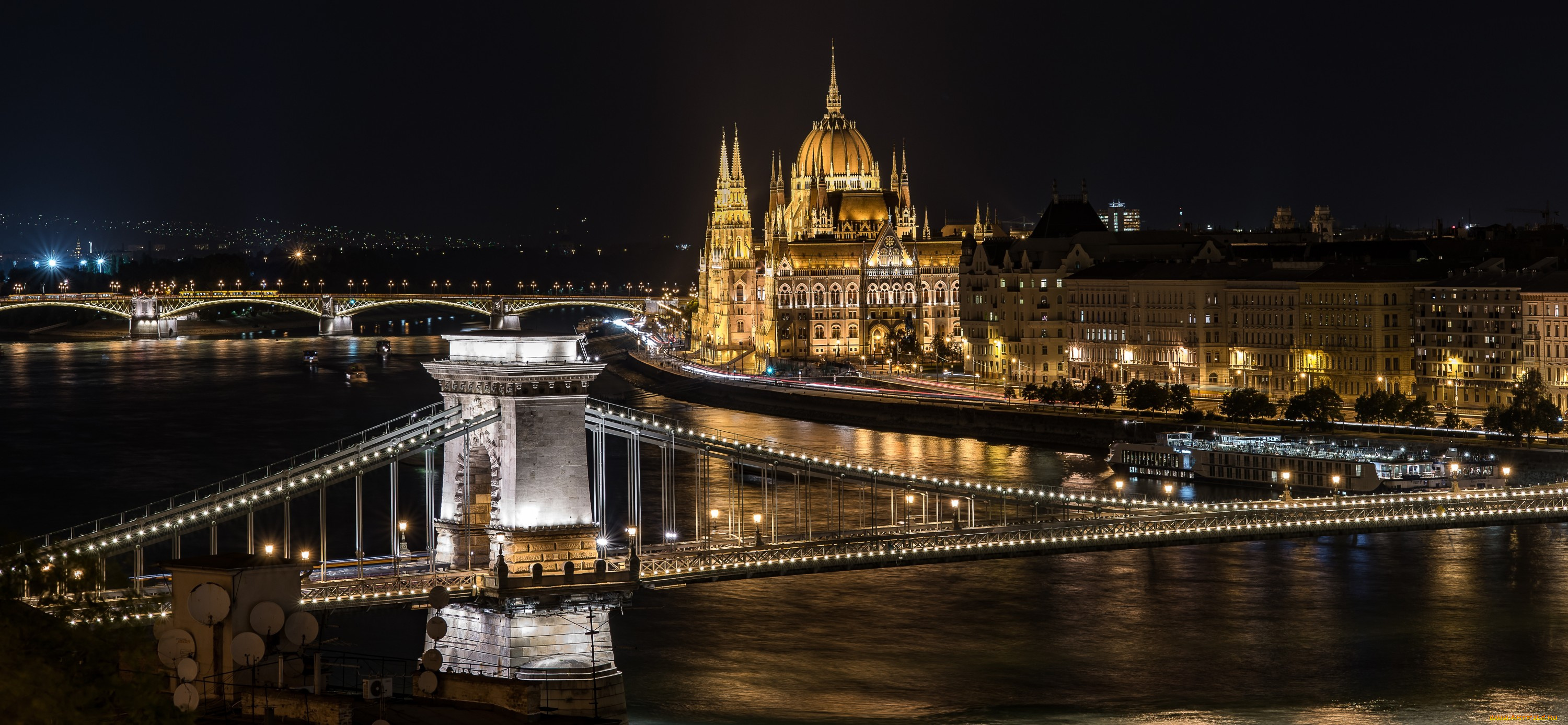 majestic, budapest, города, будапешт, , венгрия, ночь, река, дворец