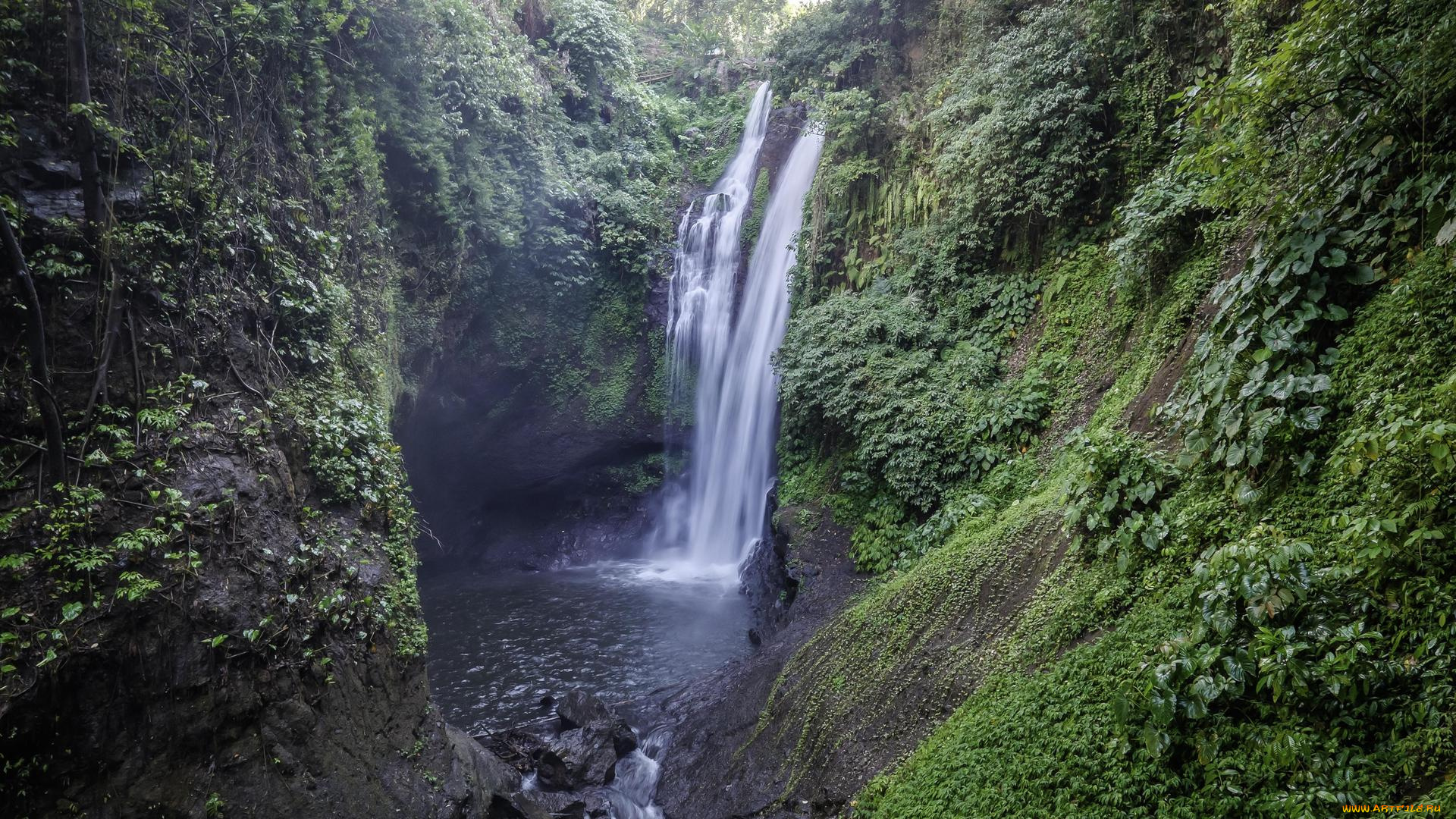 природа, водопады, aling-aling, waterfall, sambangan, buleleng, бали, индонезия