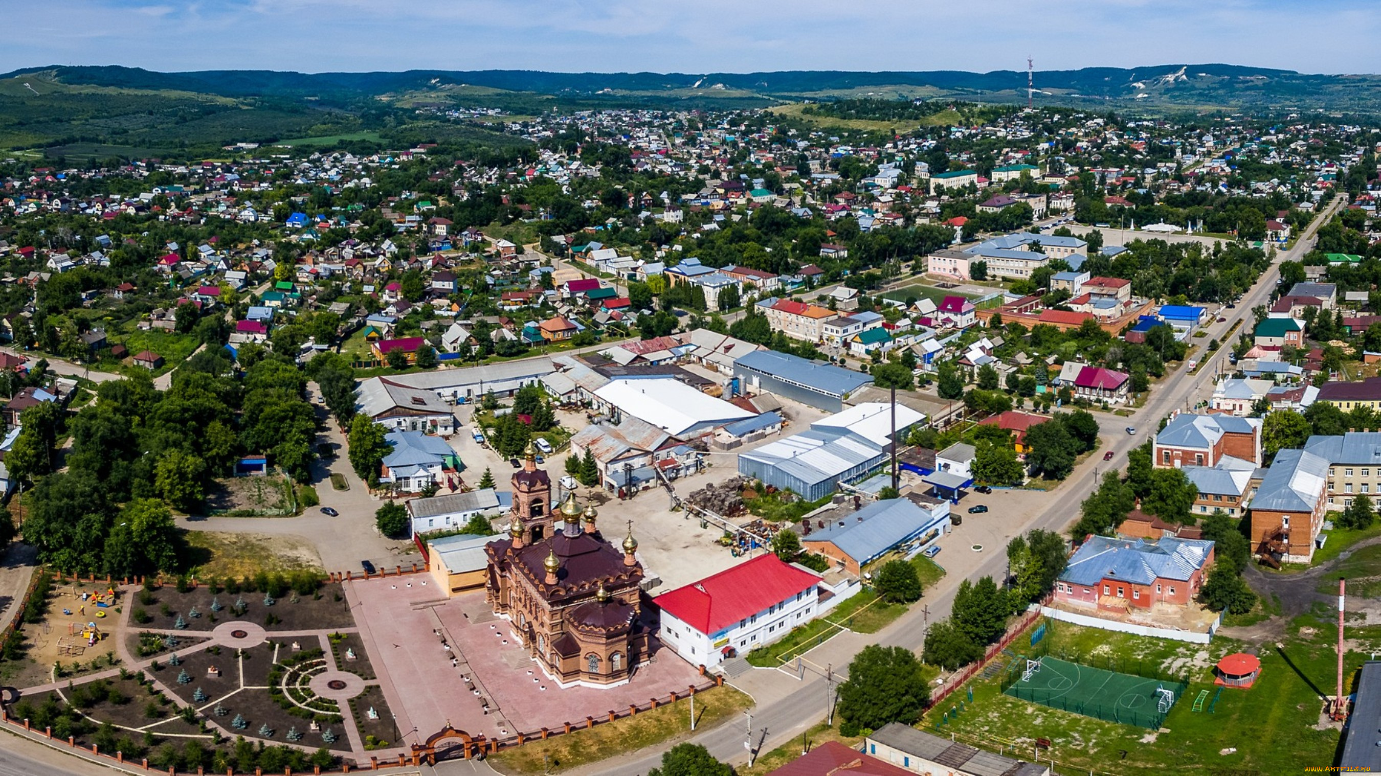 города, -, панорамы, город, здание, церковь, храм