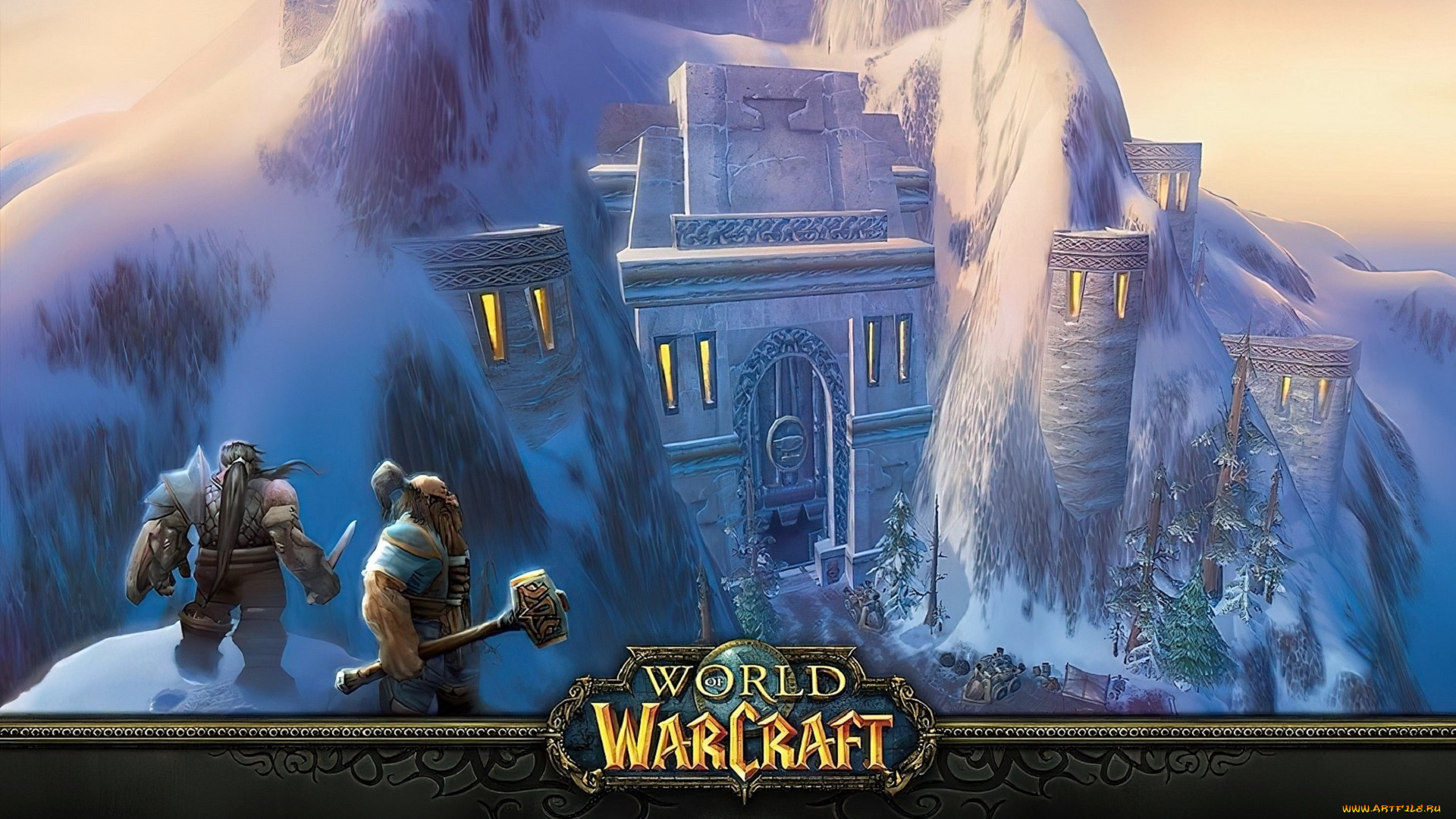 видео, игры, world, of, warcraft, гномы, горы, дворец, снег
