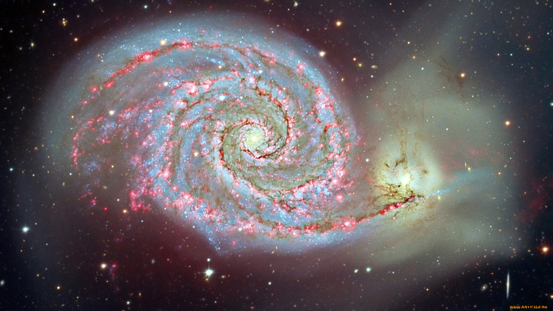 m51, космос, галактики, туманности